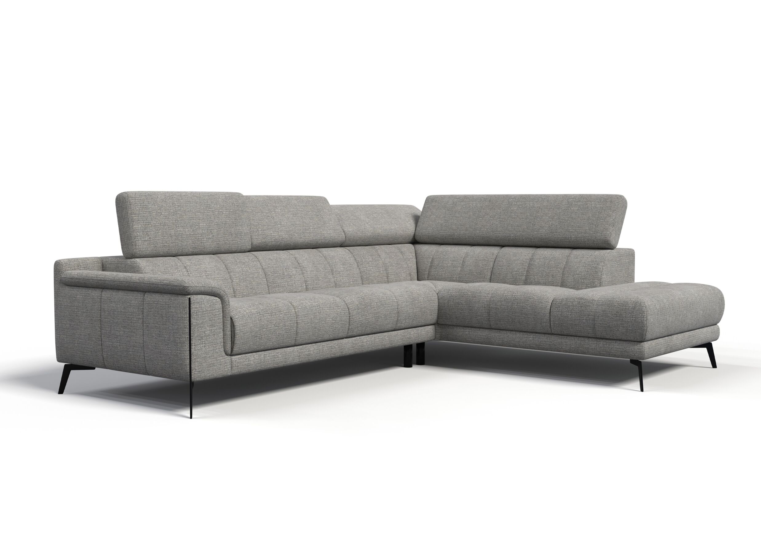 Plus Important - Canapé d'angle Amira 290x228cm - tissu - gris