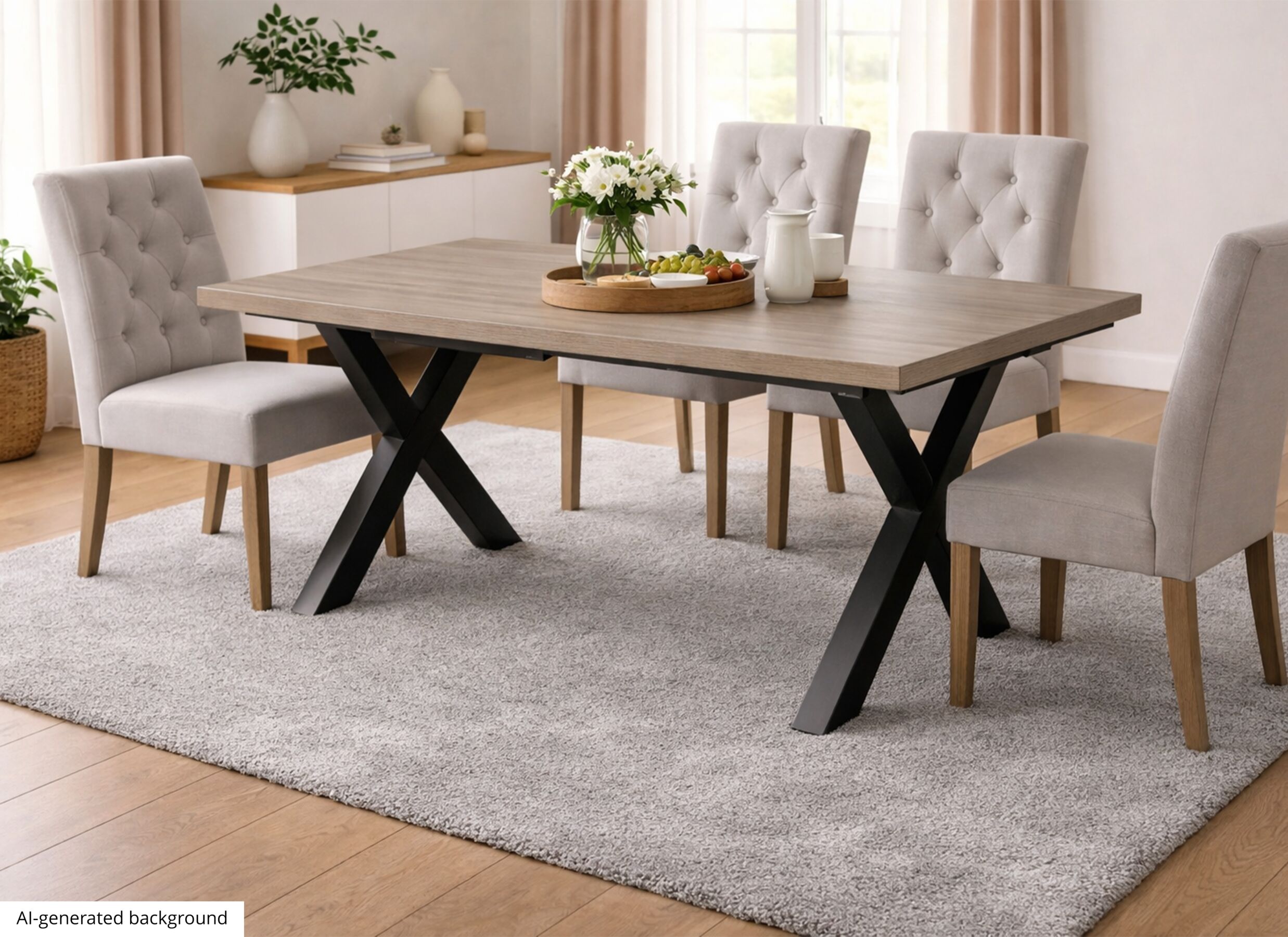 AI Generated - Table Tibo 190/250x100cm - mélamine - french oak