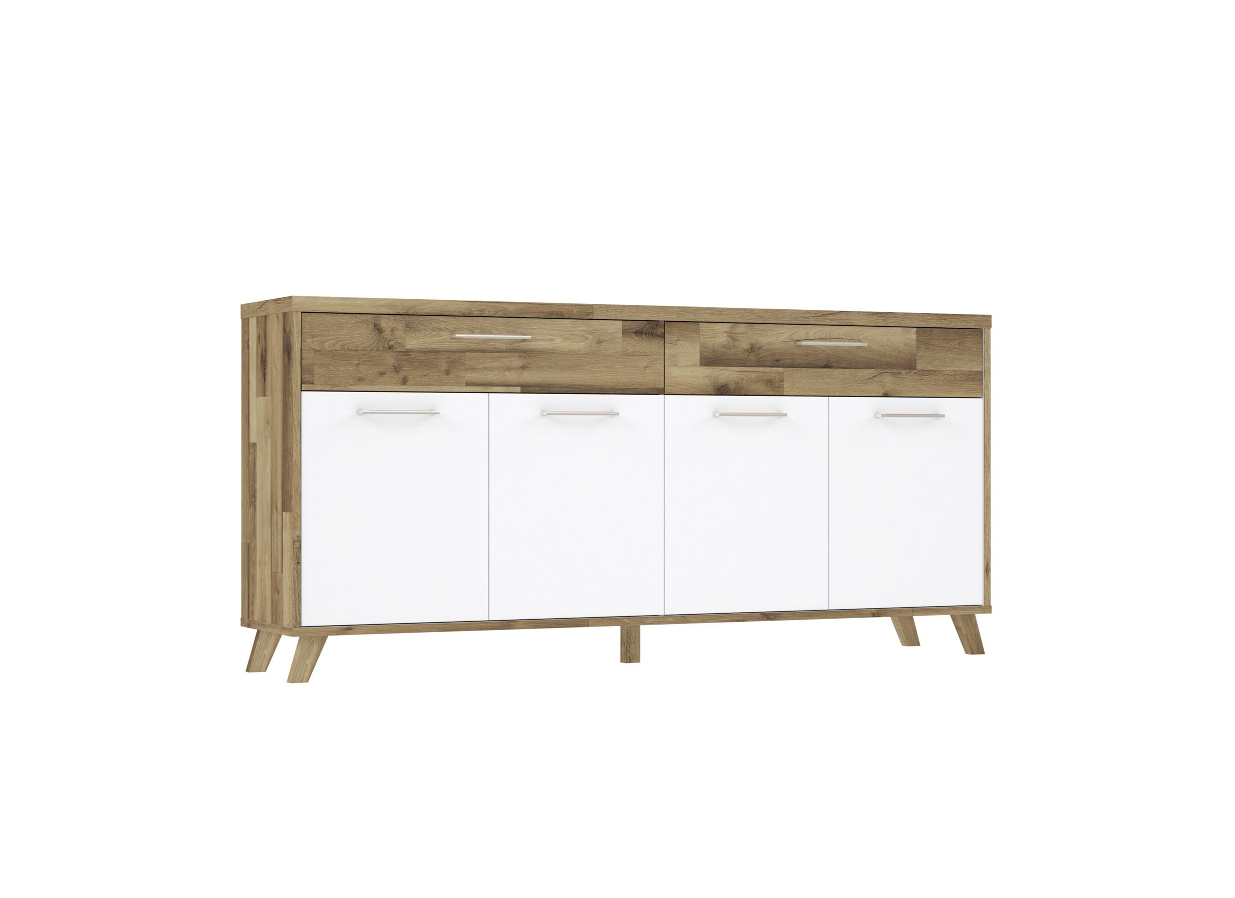 Dressoir Ricciano-II 204cm - meubelplaat - eik/wit