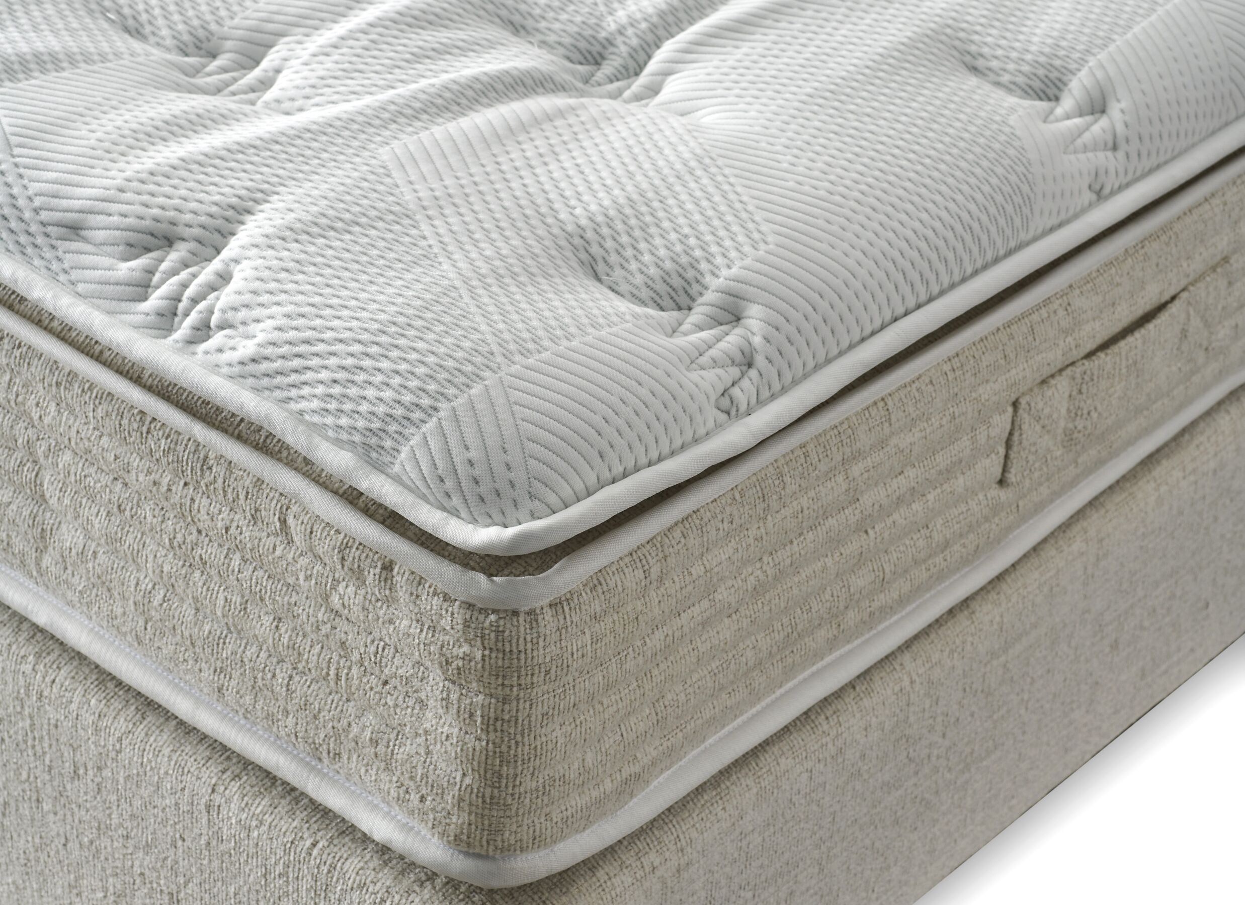 Detailfoto - Boxspring Kingstyle 140x200cm - stof - beige met opbergruimte