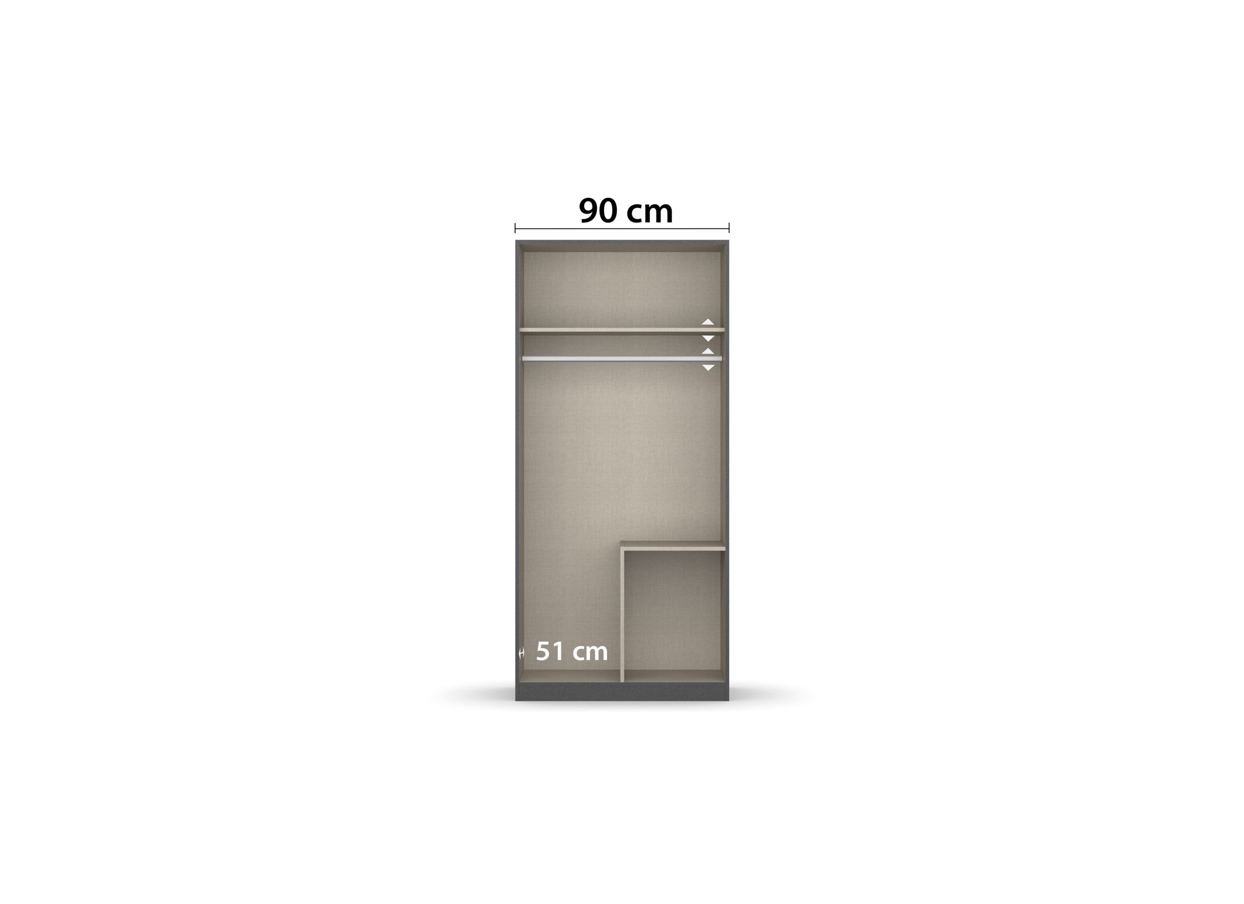 Garde-robe Butte 91cm - décor - chêne artisanal/gris
