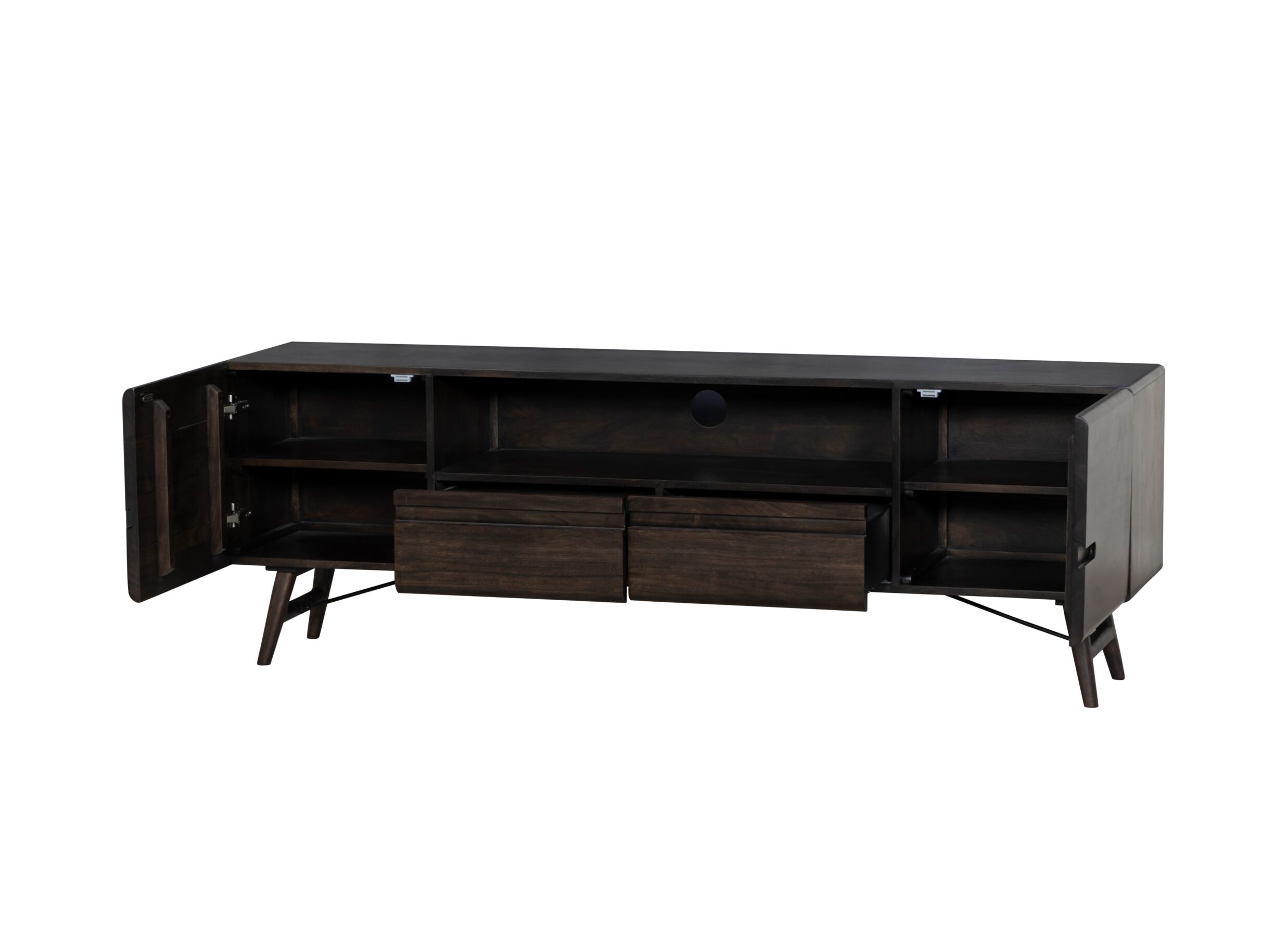 Disposition - Meuble TV Aura 210cm - acacia massif - espresso
