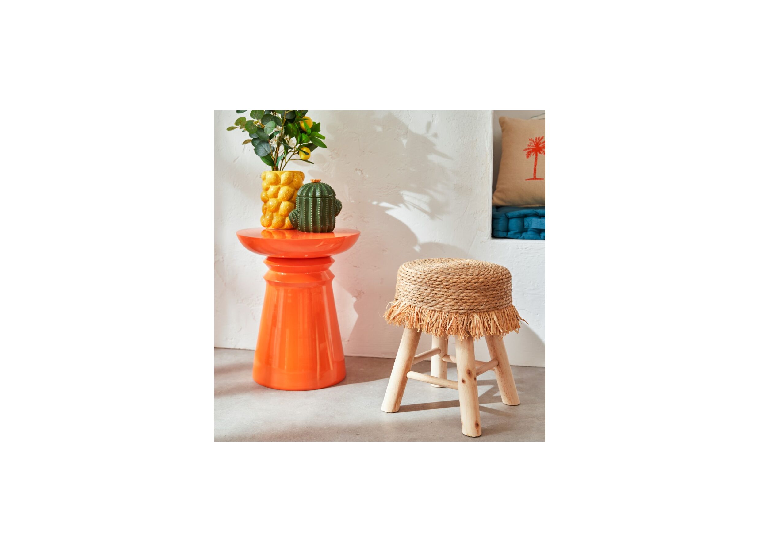 Foto ambiance - Tabouret Gimpo Ø30xH40cm - pin massif - naturel
