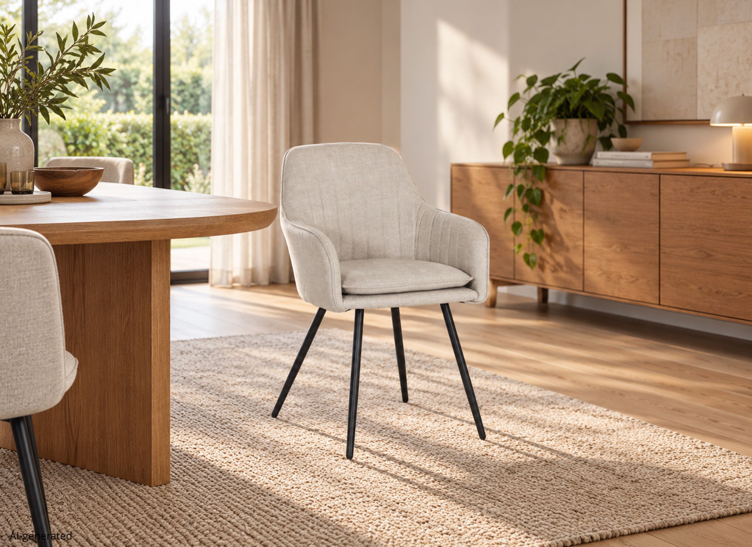 AI Generated - Chaise coque Casimir - fibre de polyester - beige
