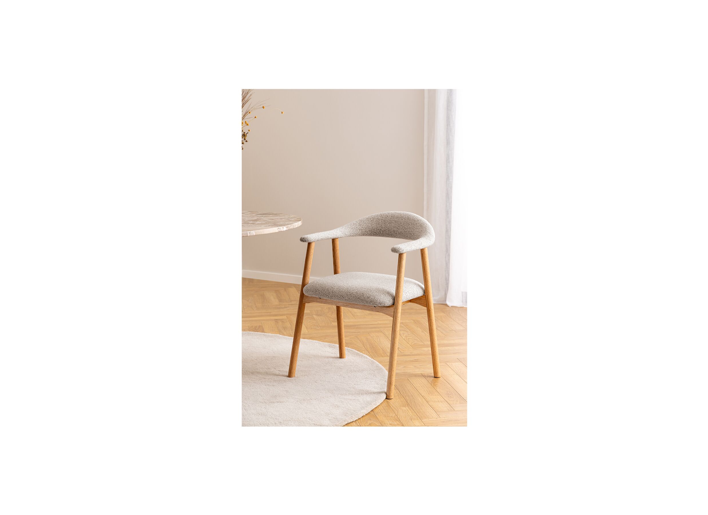 Chaise 56x54x75,5cm - bouclé - beige