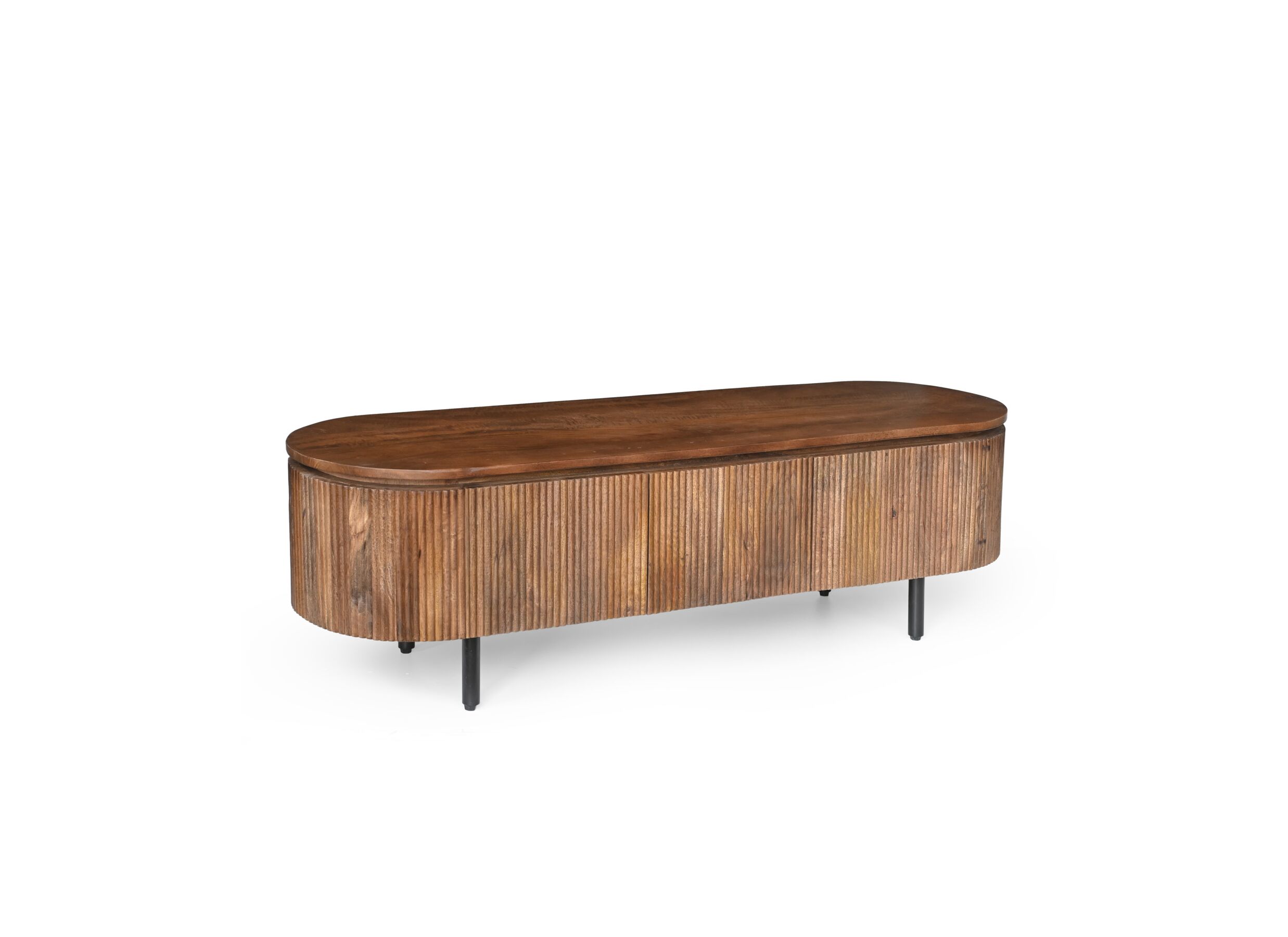 Meuble TV scandinave Velian bois massif 150cm - Meuble TV Velian 150cm - manguier massif - brun