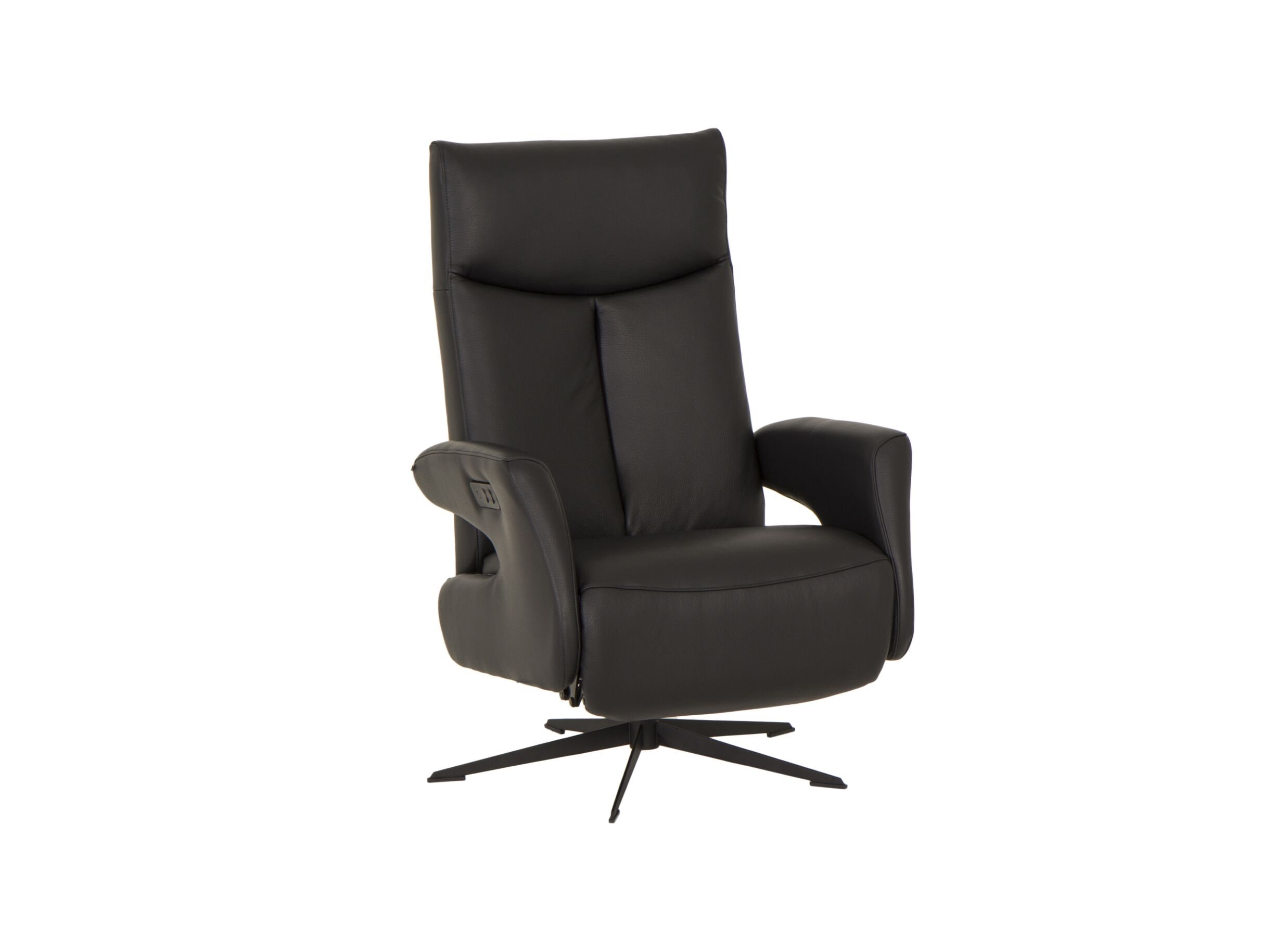 Relaxzetel 8001 elektrisch - leder - zwart
