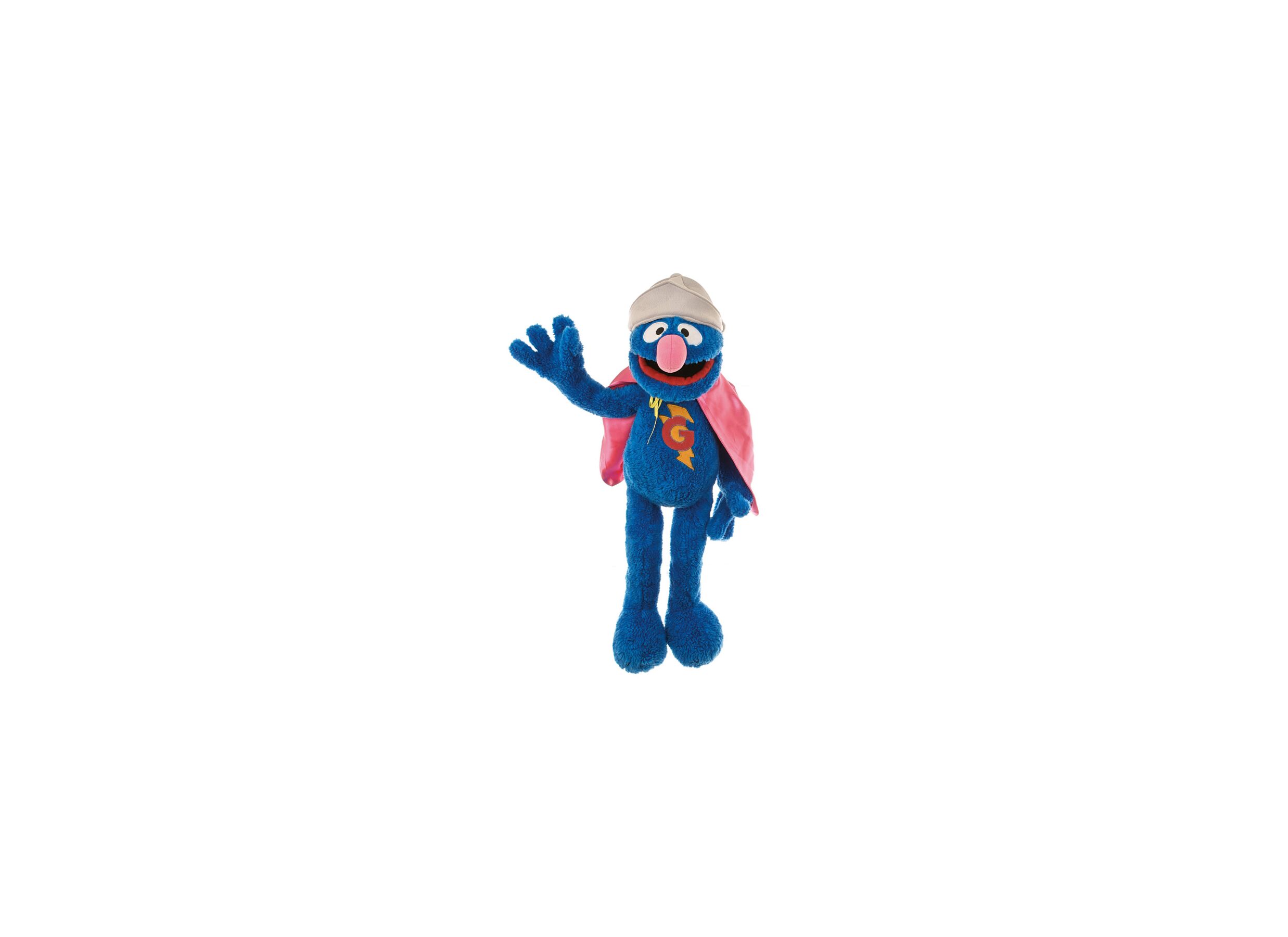 Plus Important - Marionnette à main Sesame Street Super Grover H65cm - polyester - multicolore