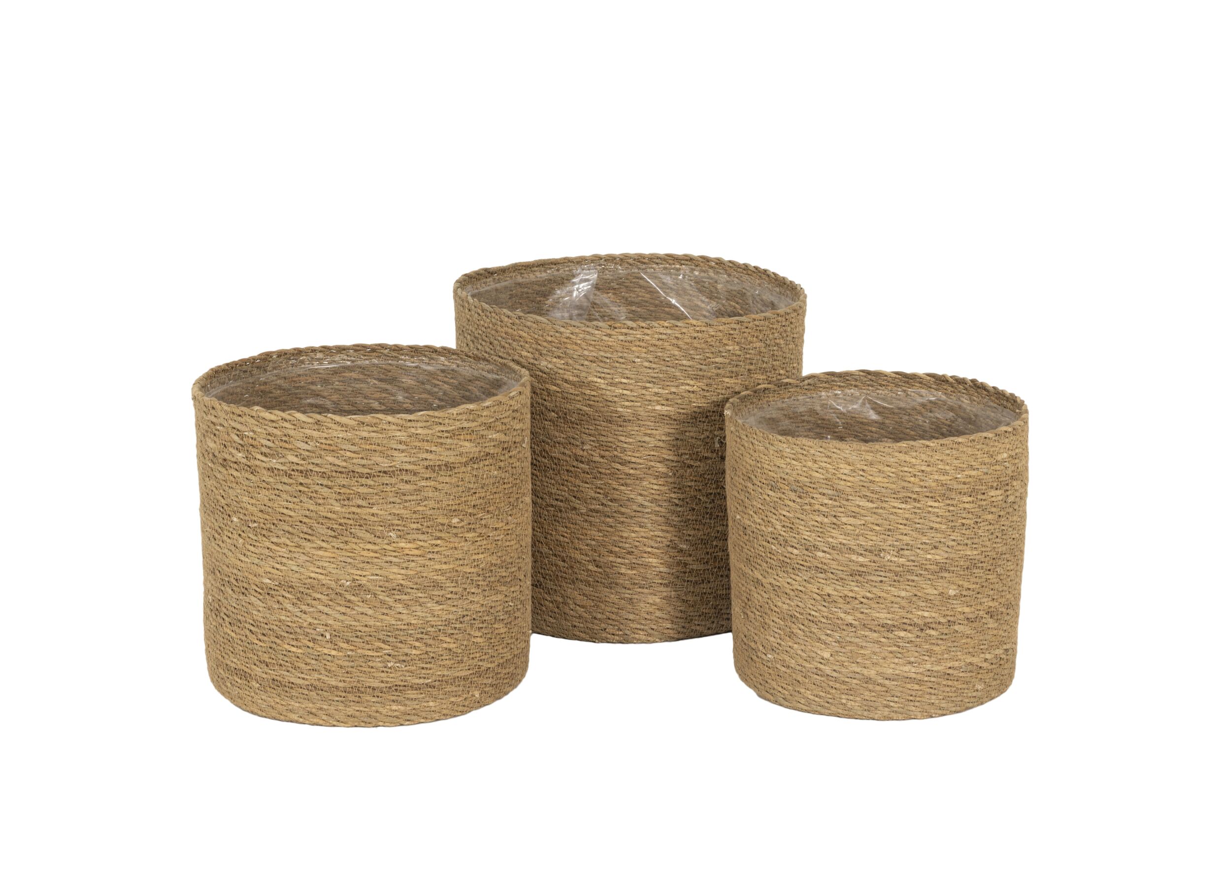 Bloempot Sade set van 3 - zeegras - naturel - Cache-pot Sade lot de 3 - herbier marin - naturel
