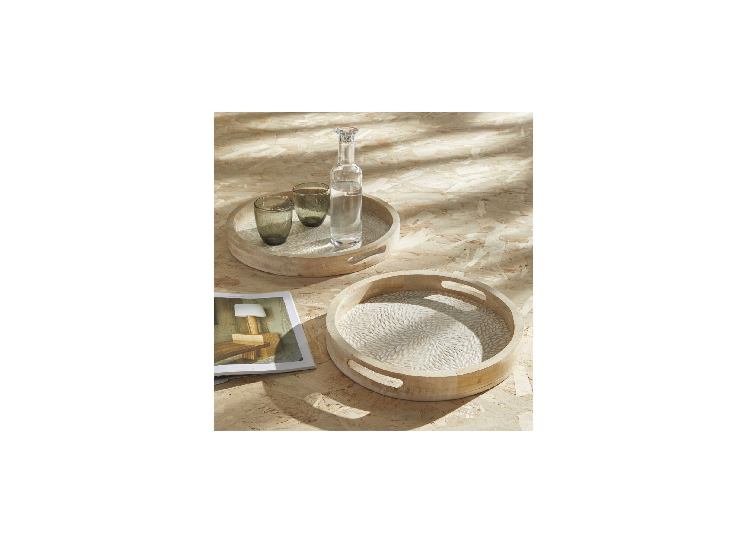 Plateau en bois Ø35/Ø40cm lot de 2 - Plateau en bois Ø35/Ø40cm lot de 2