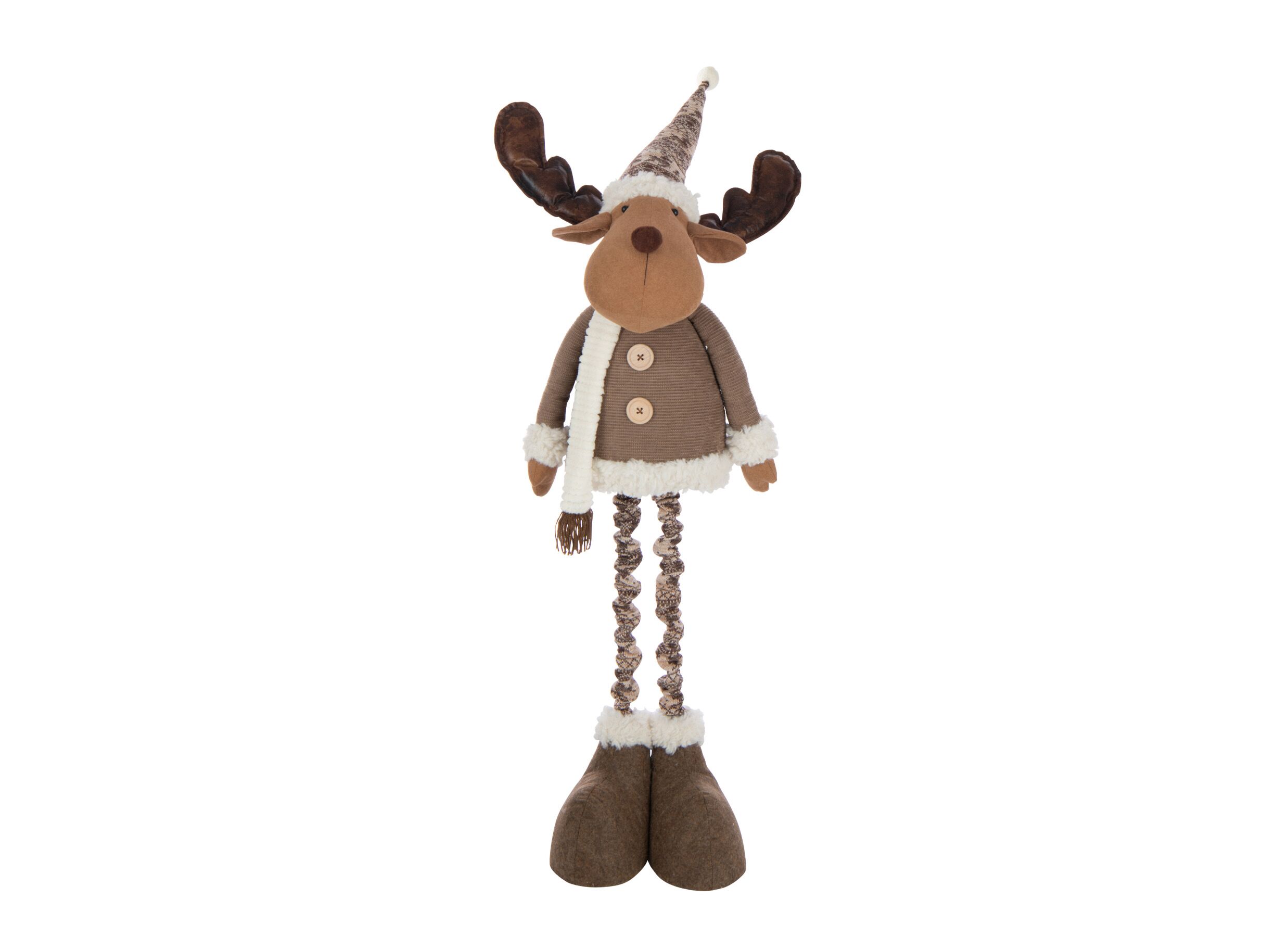 Overzichtsfoto - Kerstdecoratie Eland Telescopische Winterkleren 35x26x180cm - polyester - meerkleurig