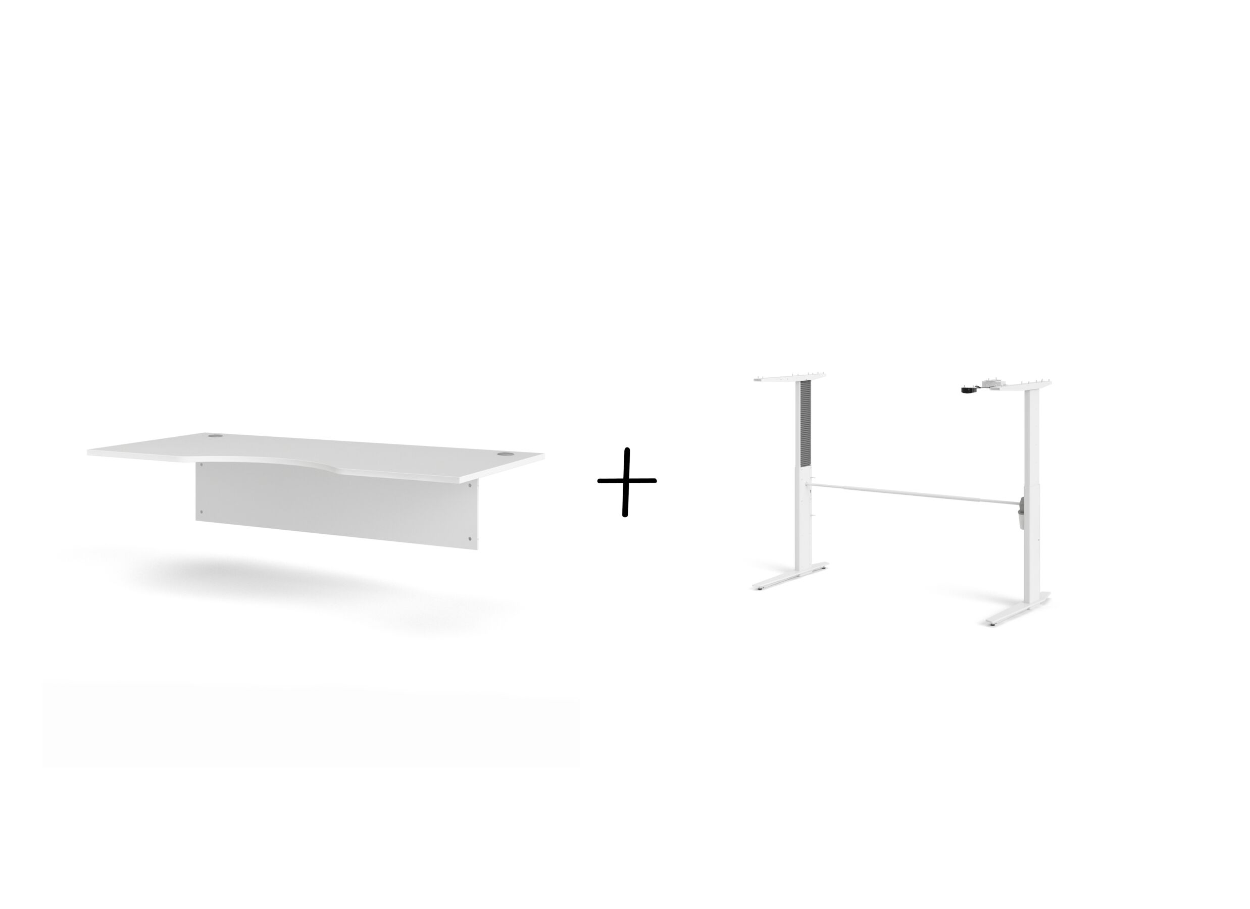 Bureau Prima 180x90x66cm - melamine & metaal - wit in hoogte verstelbaar