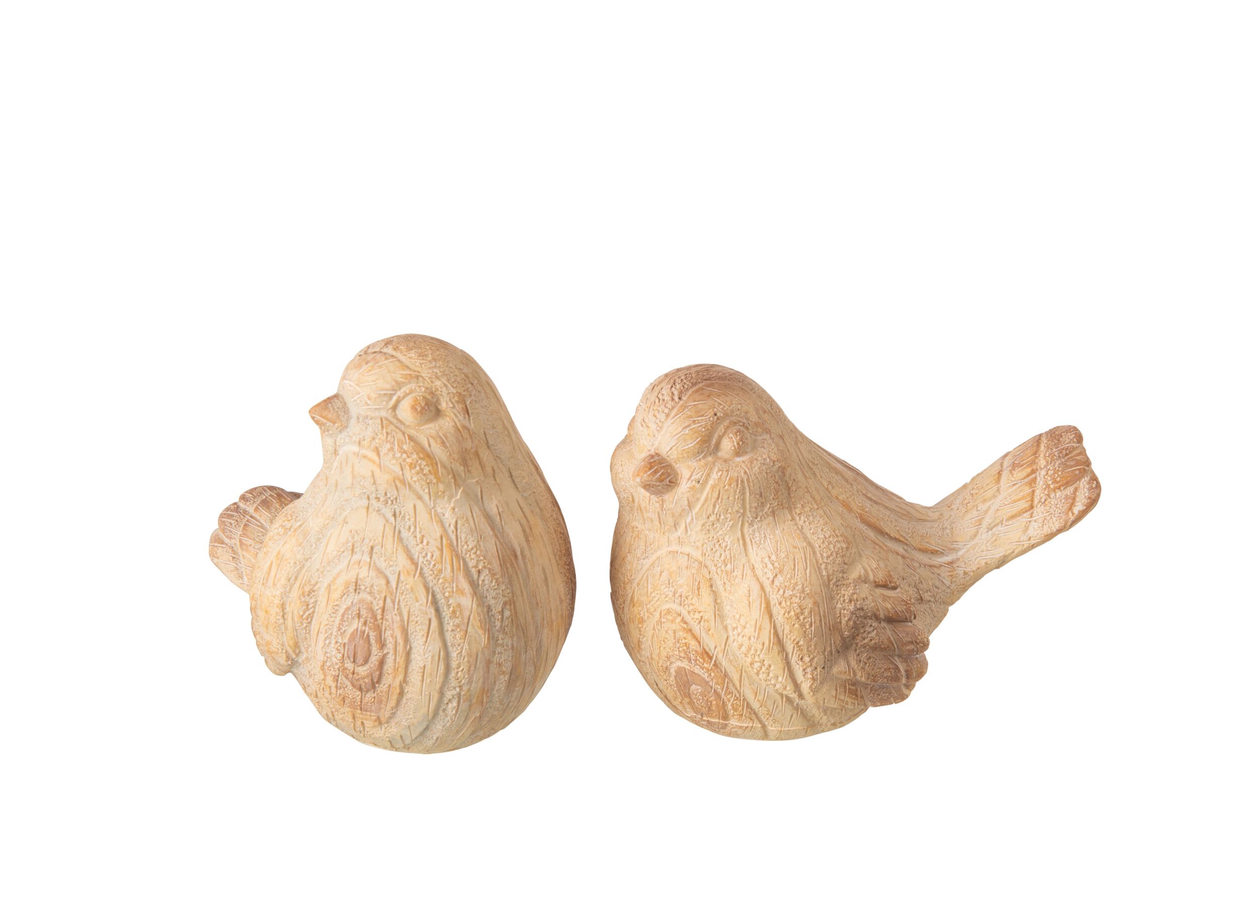 Aperçu - Déco Oiseau imitation bois 15,5x10x13cm - polyrésine - beige