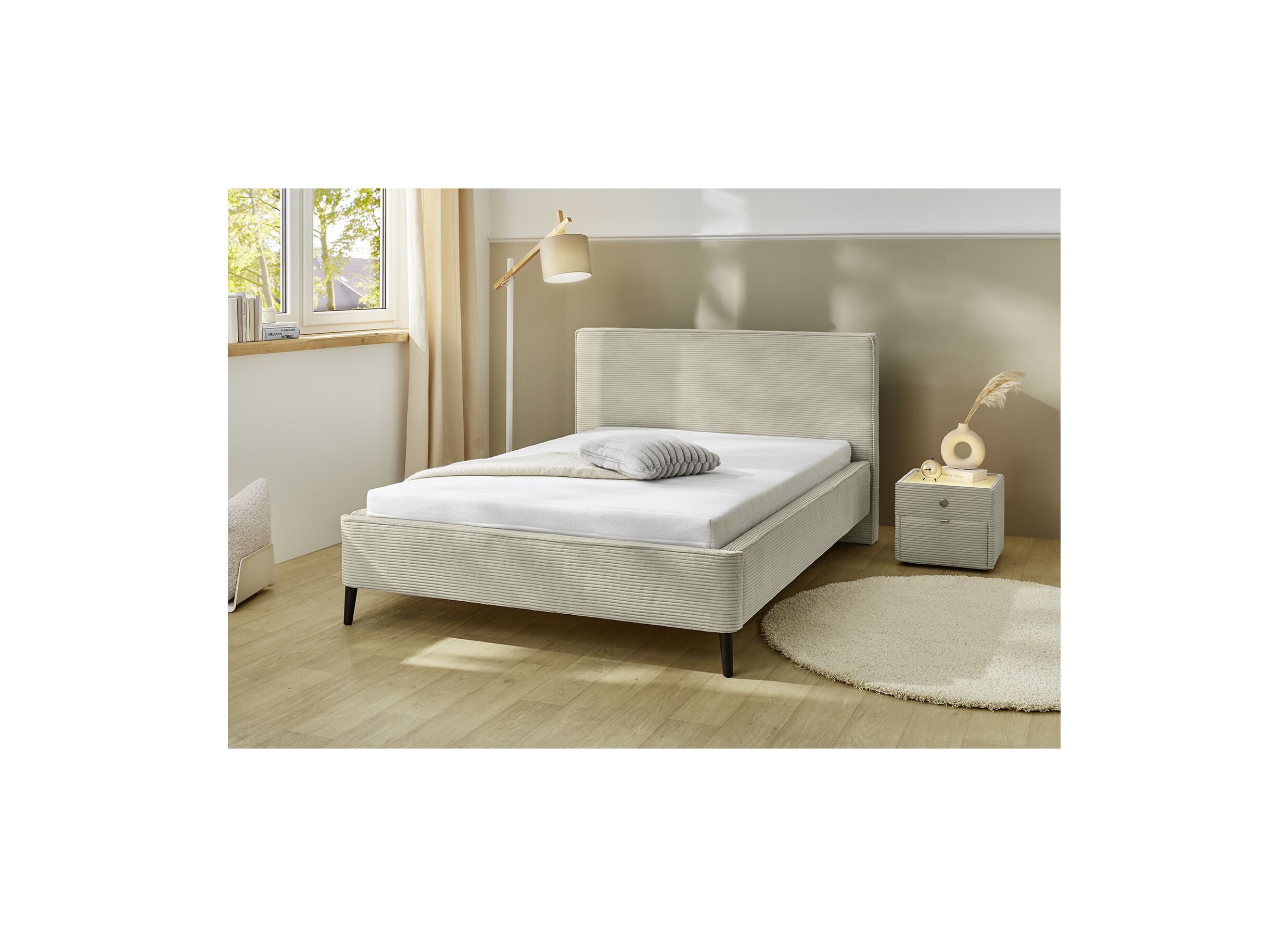 Lit Lisa 140x200cm tissu greige