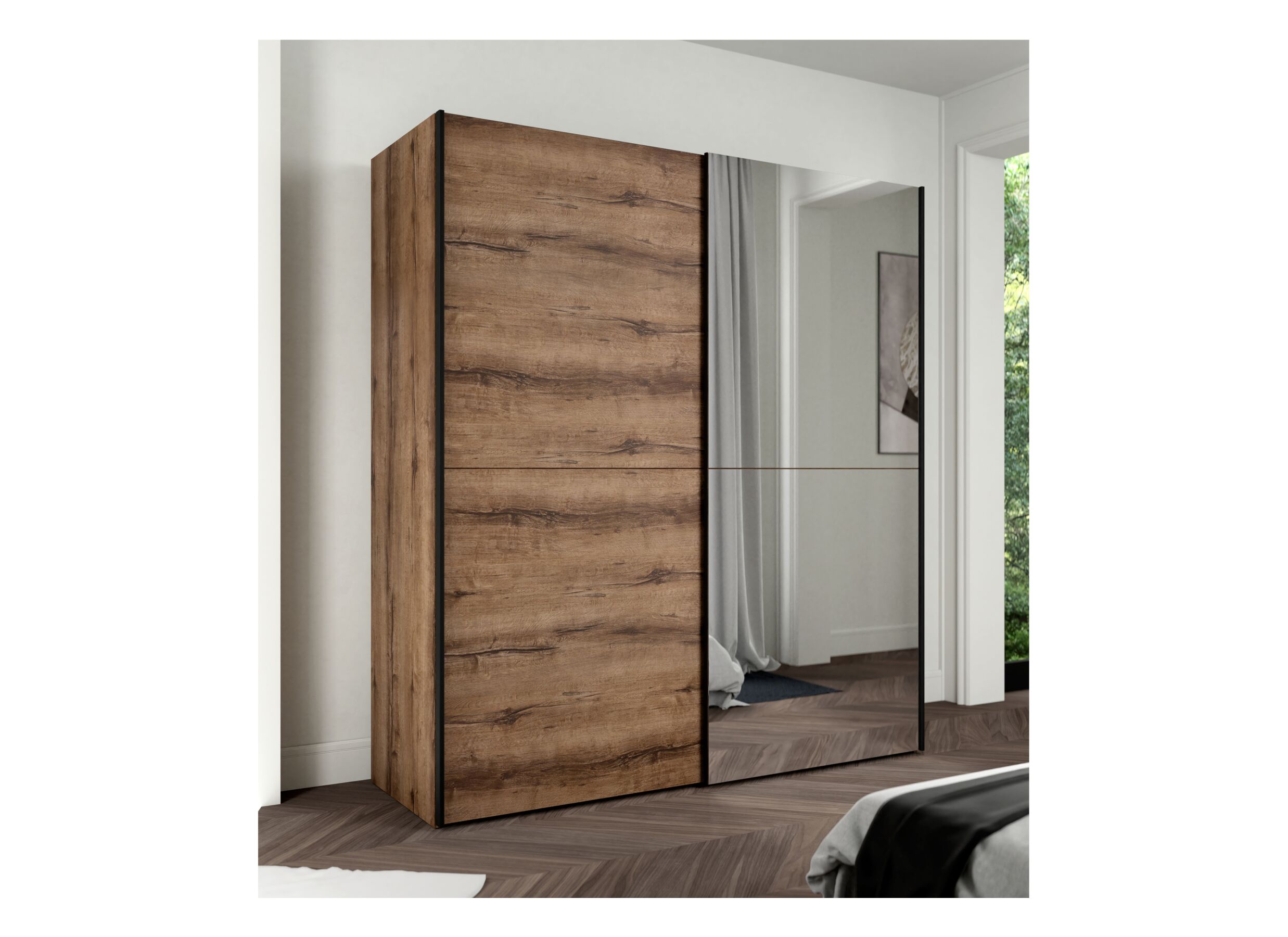 Armoire à portes coulissantes Kaikais 170cm - décor - chêne noble