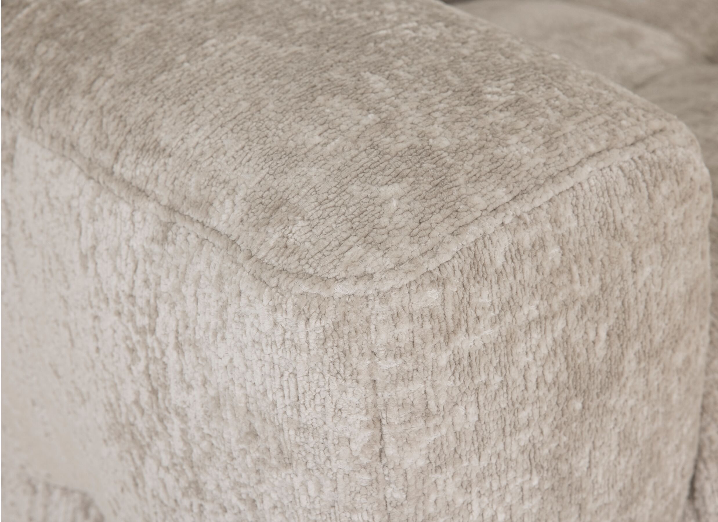 Detail - Canapé d'angle Crow 334x301cm - tissu - turtledove avec 3 fauteuils relax & rangement