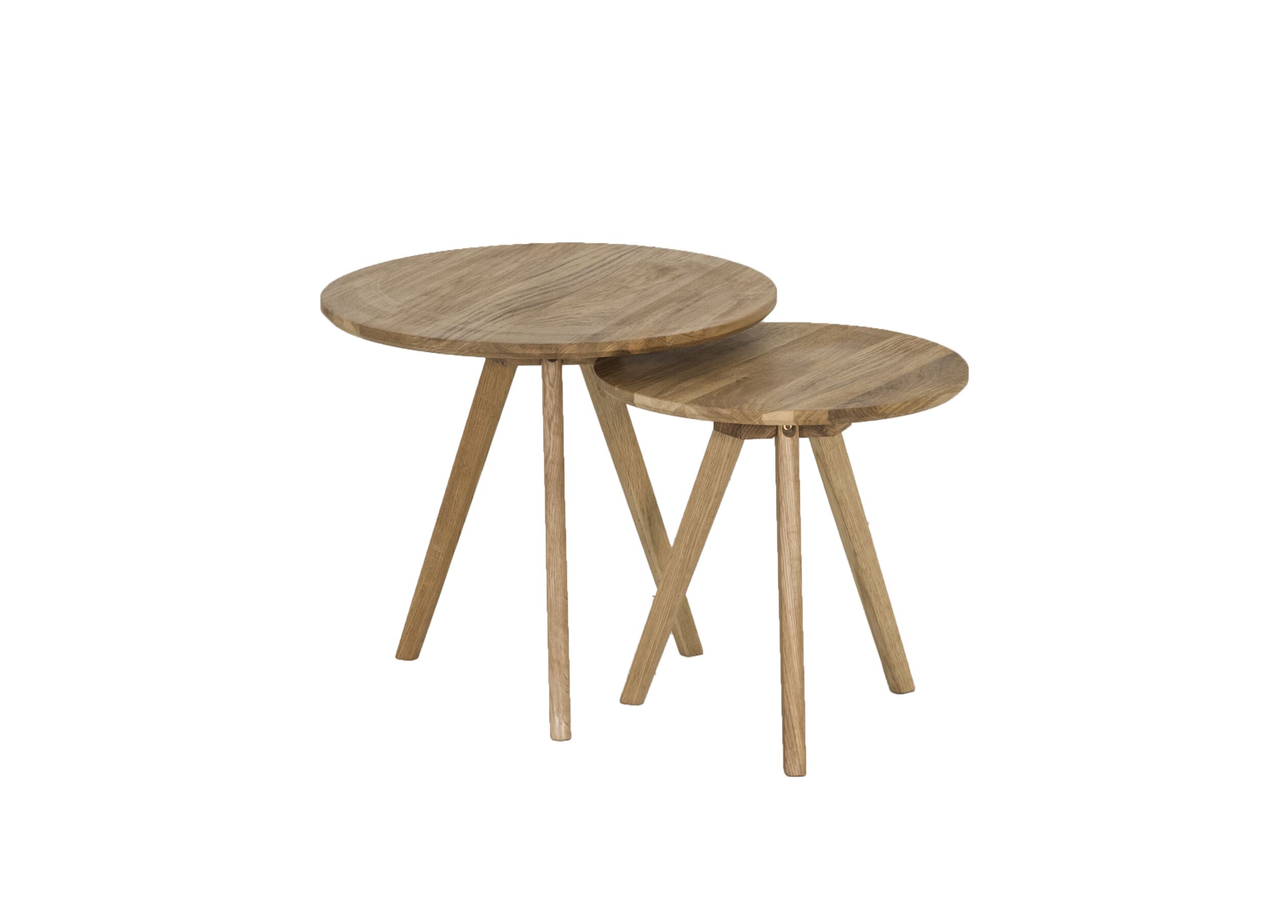 Bijzettafel Pippin Ø50cm - eik massief - naturel - set van 2 - Bijzettafel Pippin Ø50cm - eik massief - naturel - set van 2