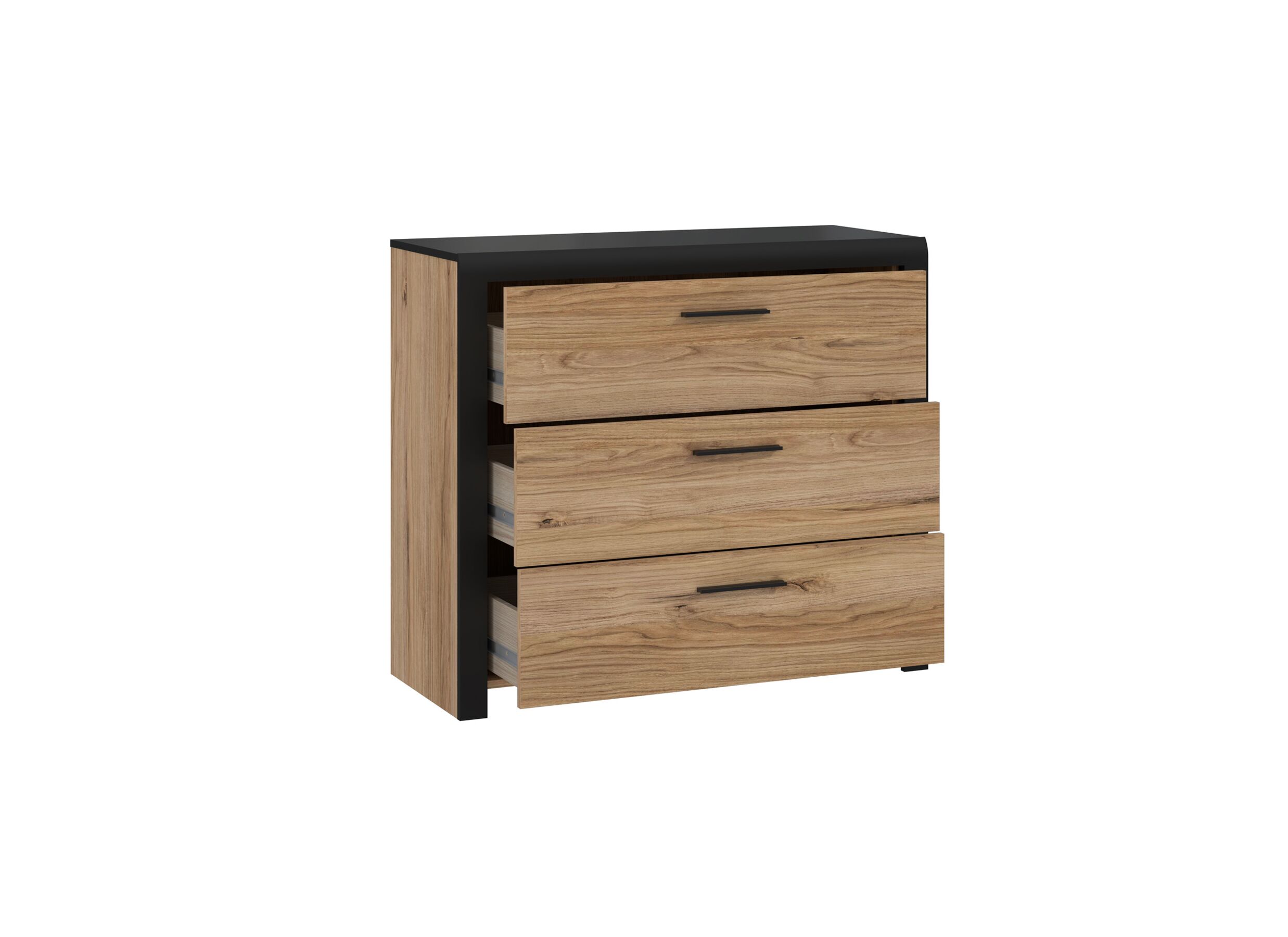 Disposition - Commode Dalate 101x41x88,2cm - décor - chêne châtaignier/noir mat