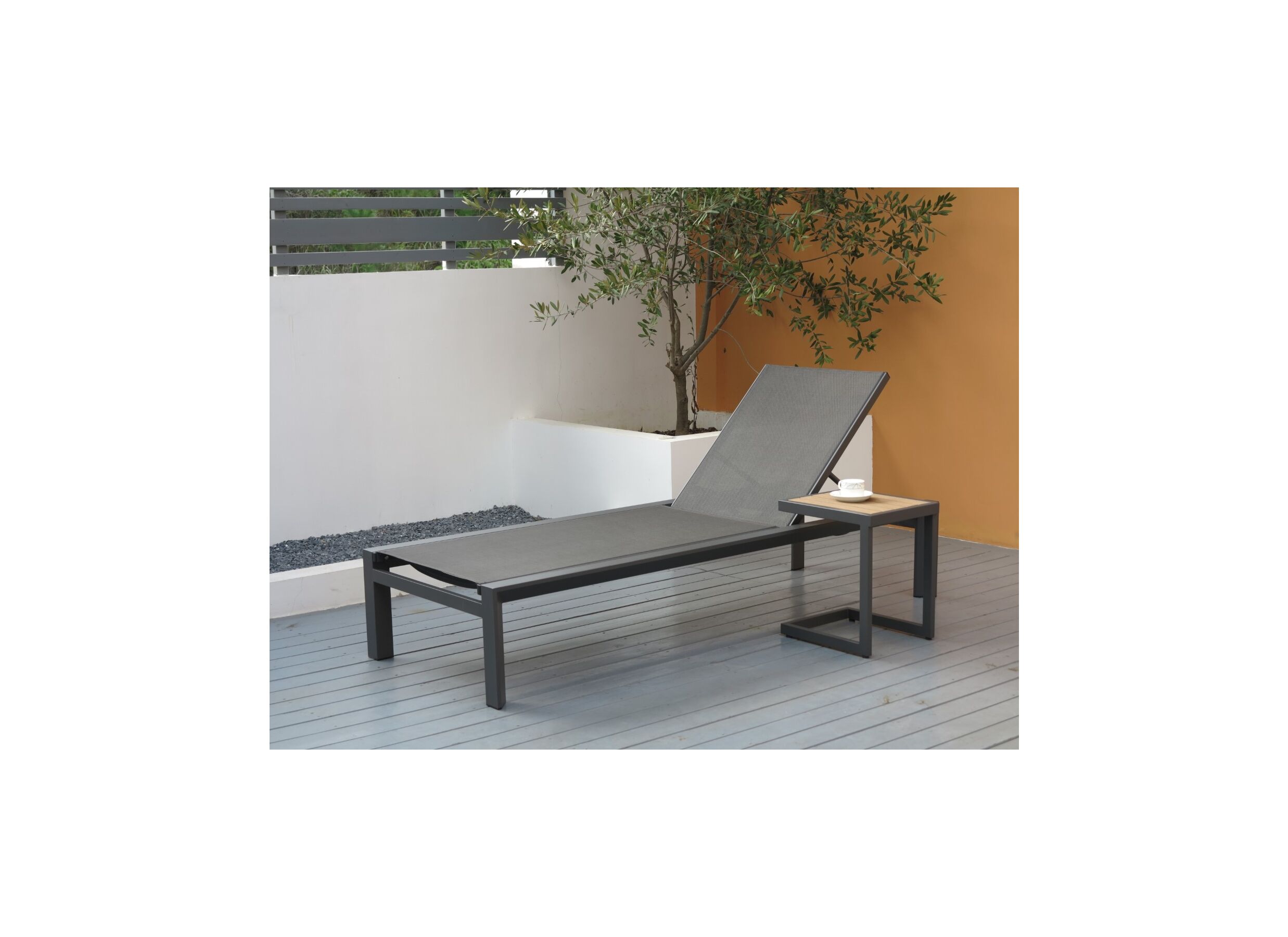 Photo ensemble - Table d'appoint Nirvana 40x32x45cm - aluminium/polywood - anthracite