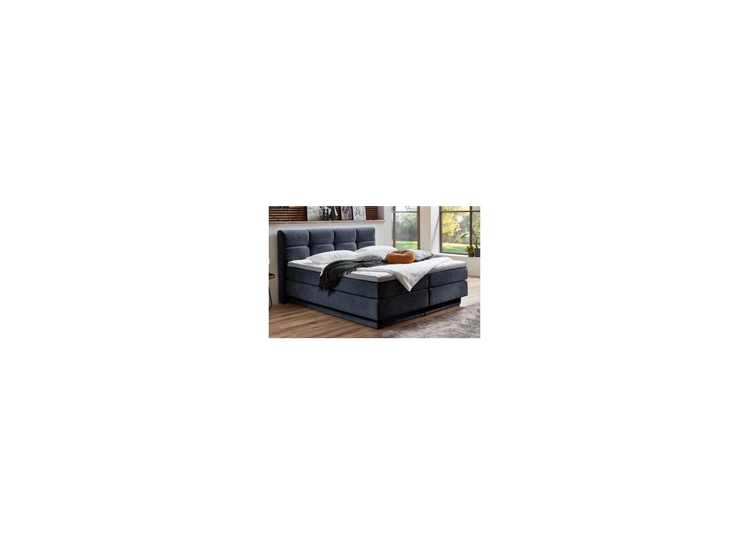 Foto ambiance - Boxspring BX2110 Portage 160x200cm avec rangement - tissu - gris bleu