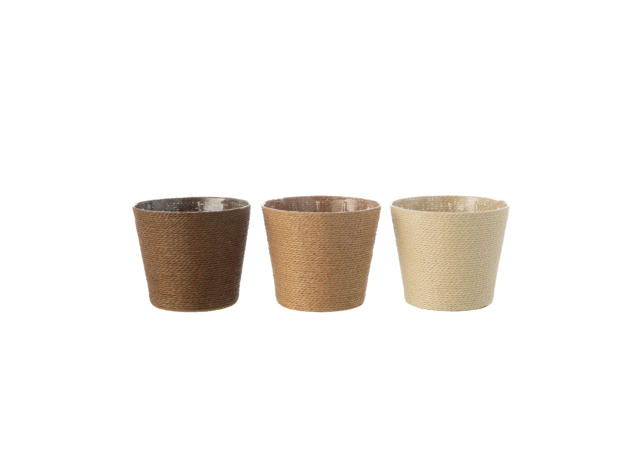 Hoofdfoto - Bloempot H13cm - kunststof & papier - bruin/beige/créme