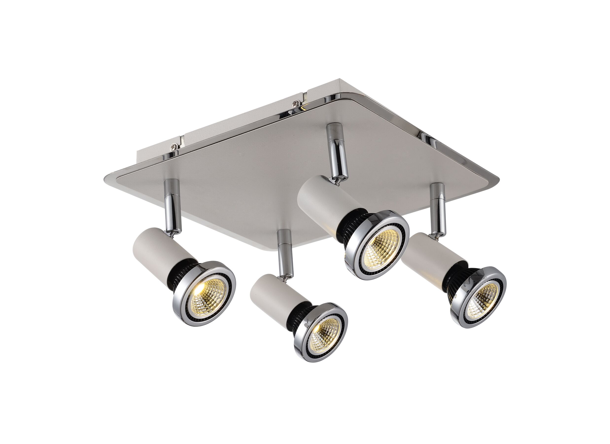 Spot LED avec 4 spots 5W GU10 chrome blanc - Spot LED avec 4 spots 5W GU10 chrome blanc