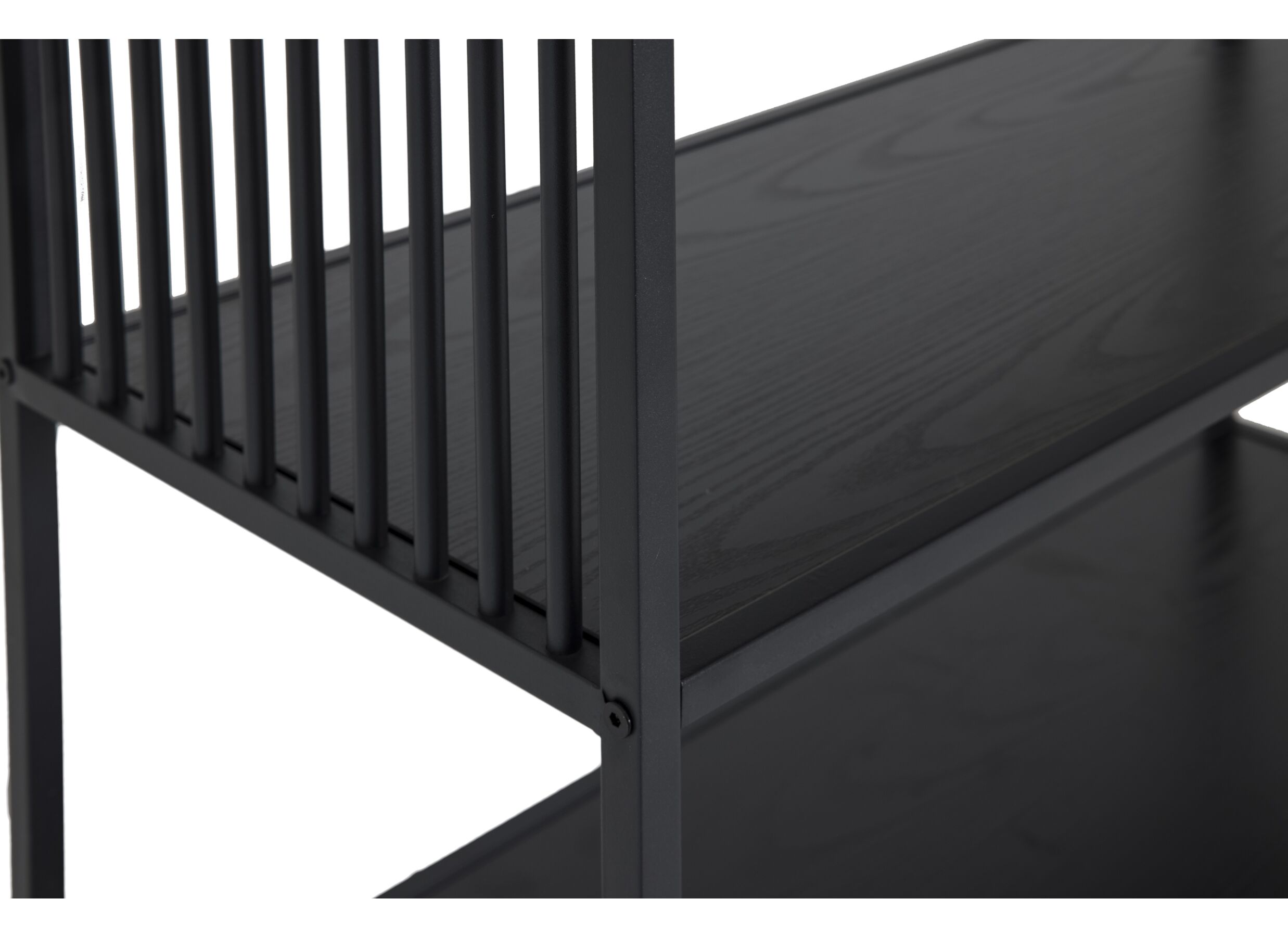 Detailfoto - Opbergrek Mefisto 83x35x185cm - metaal melamine - zwart