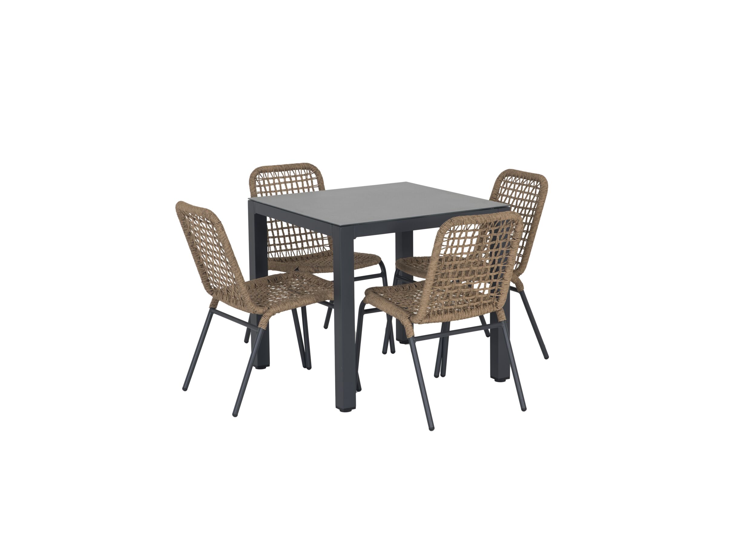 Photo ensemble - Table de jardin Breeze 80x80x74cm - aluminium - gris