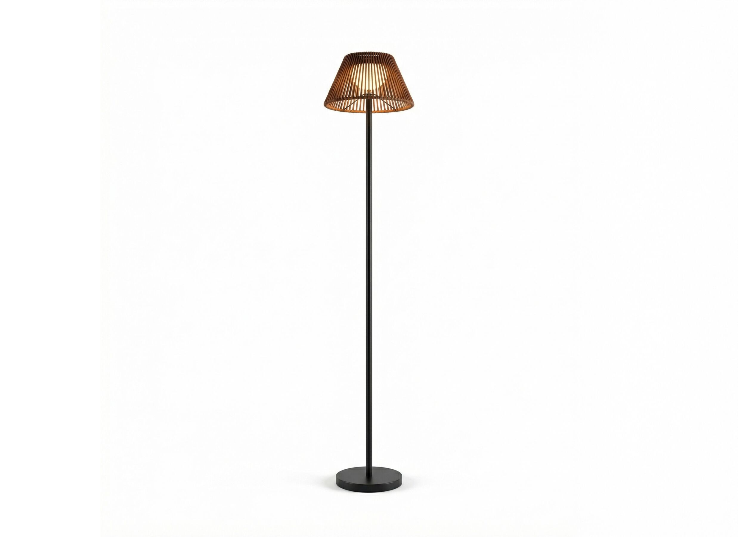 Hoofdfoto - Staande lamp Sofie H150cm - ijzer & aluminium & rotan - bruin & zwart