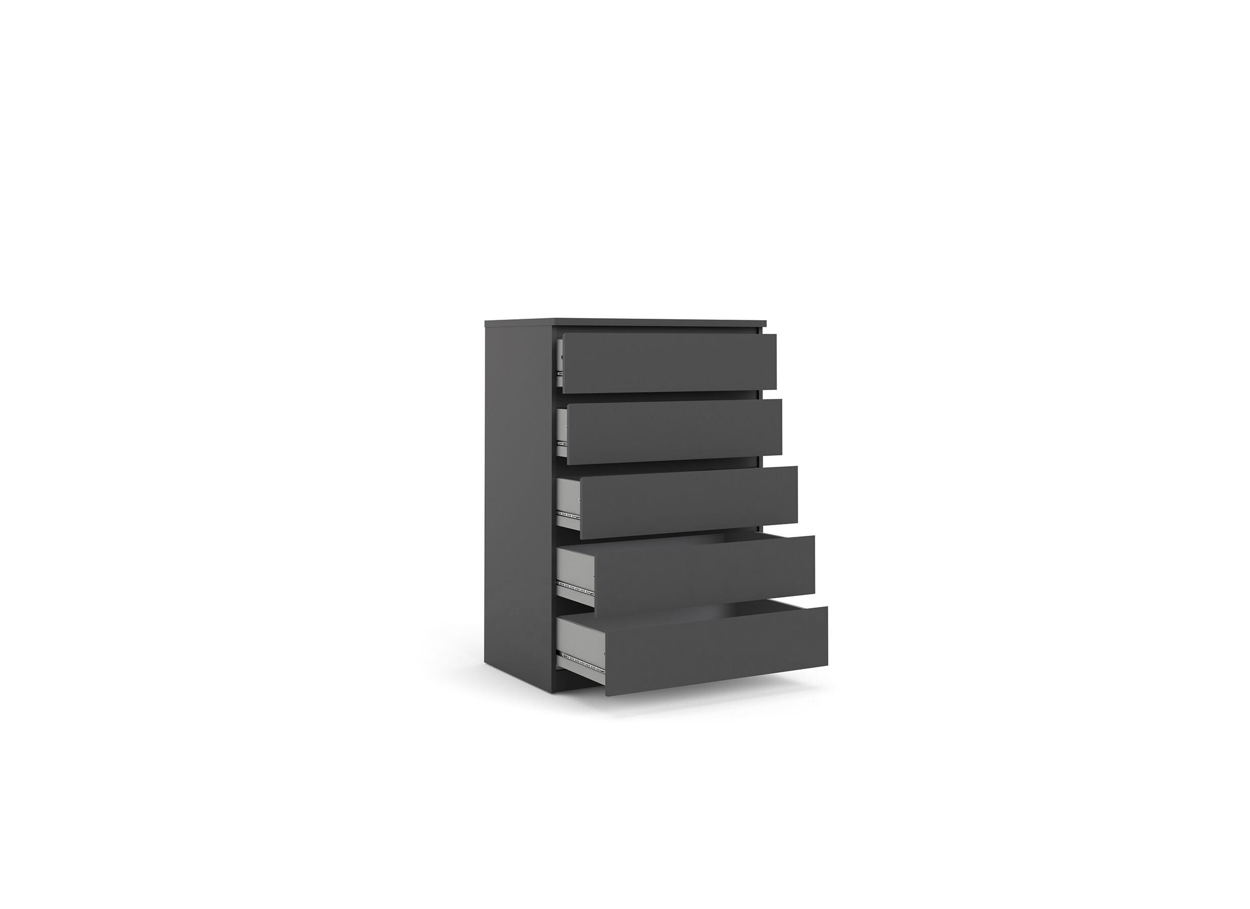 Commode Naia 77x50x112cm - mélamine - noir mat