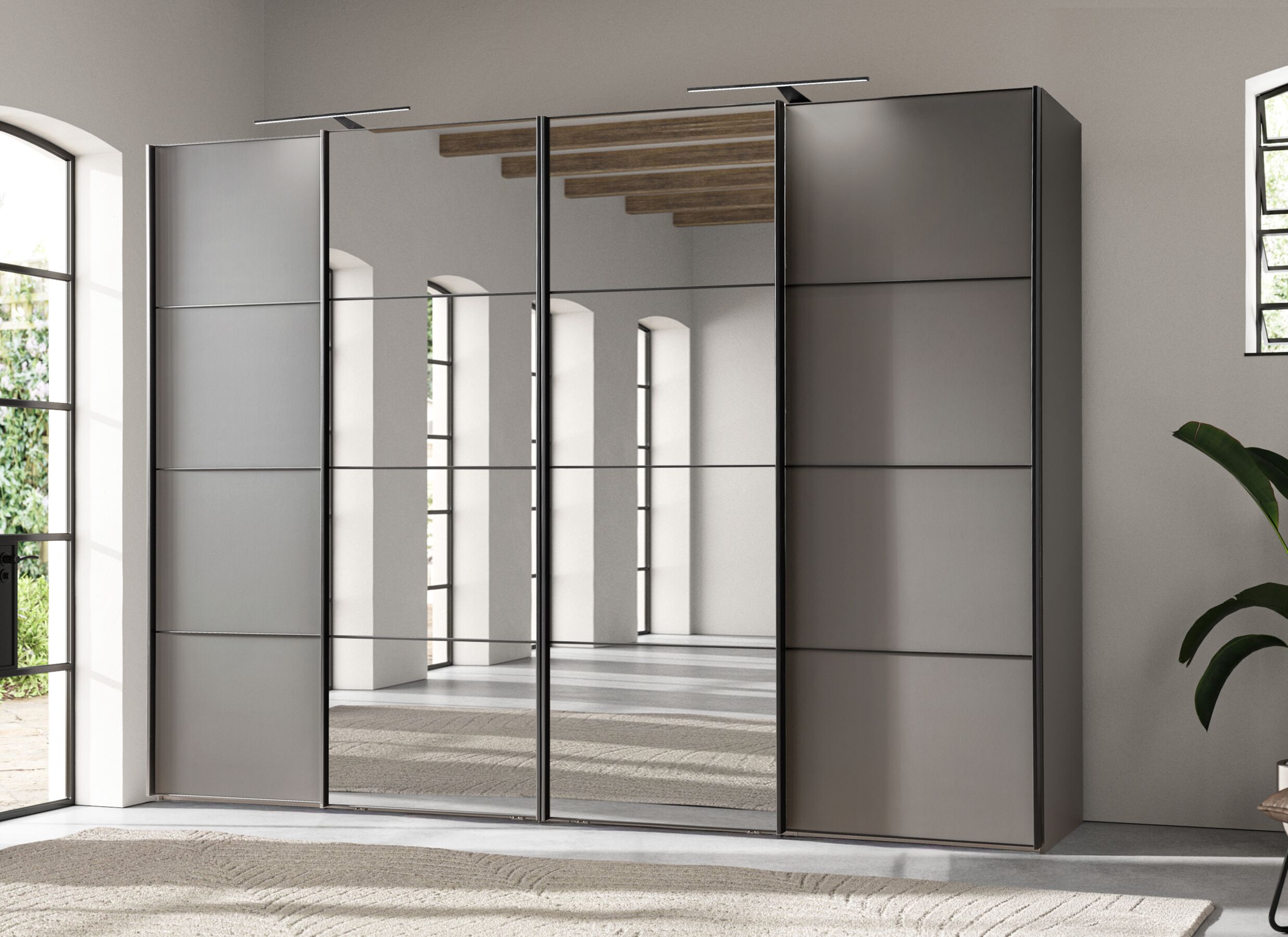 Foto ambiance - Armoire à portes coulissantes Phoenix 330cm - décor - gris