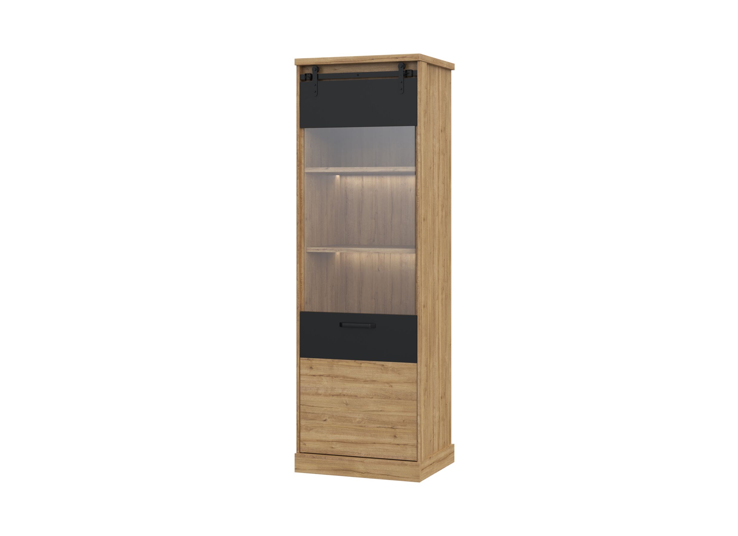 Vitrinekast Kaszimiro 63cm - decor - waterford eik /zwart