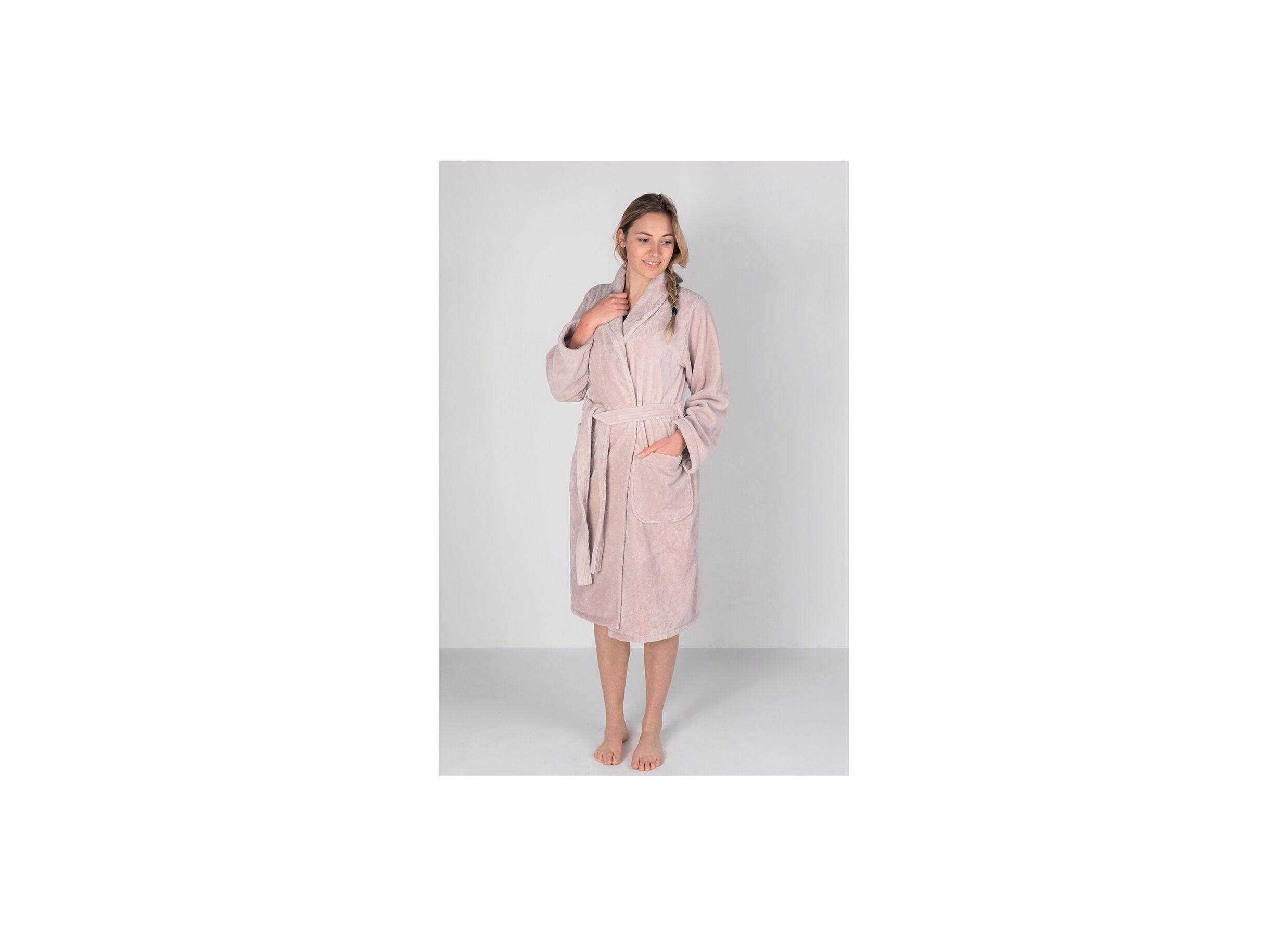 Sfeerfoto - Badjas XS flanel misty pink
