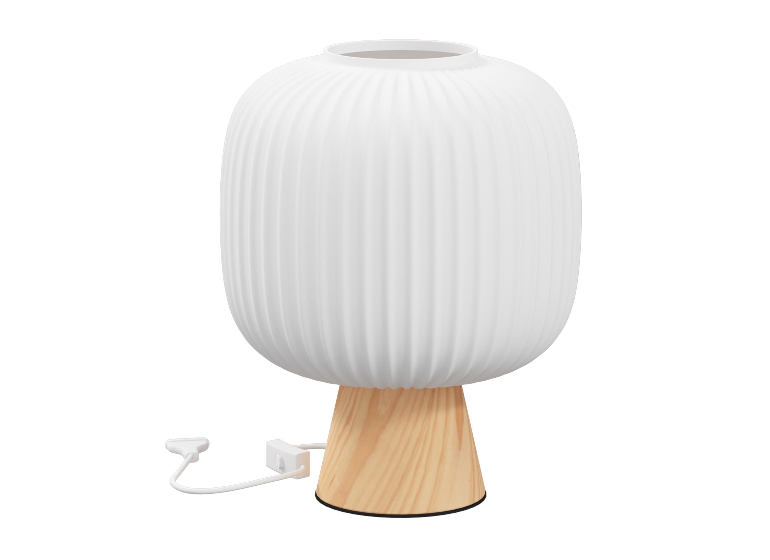 Aperçu - Lampe de table Travis Ø20xH25cm - verre & bois de pin - blanc & naturel