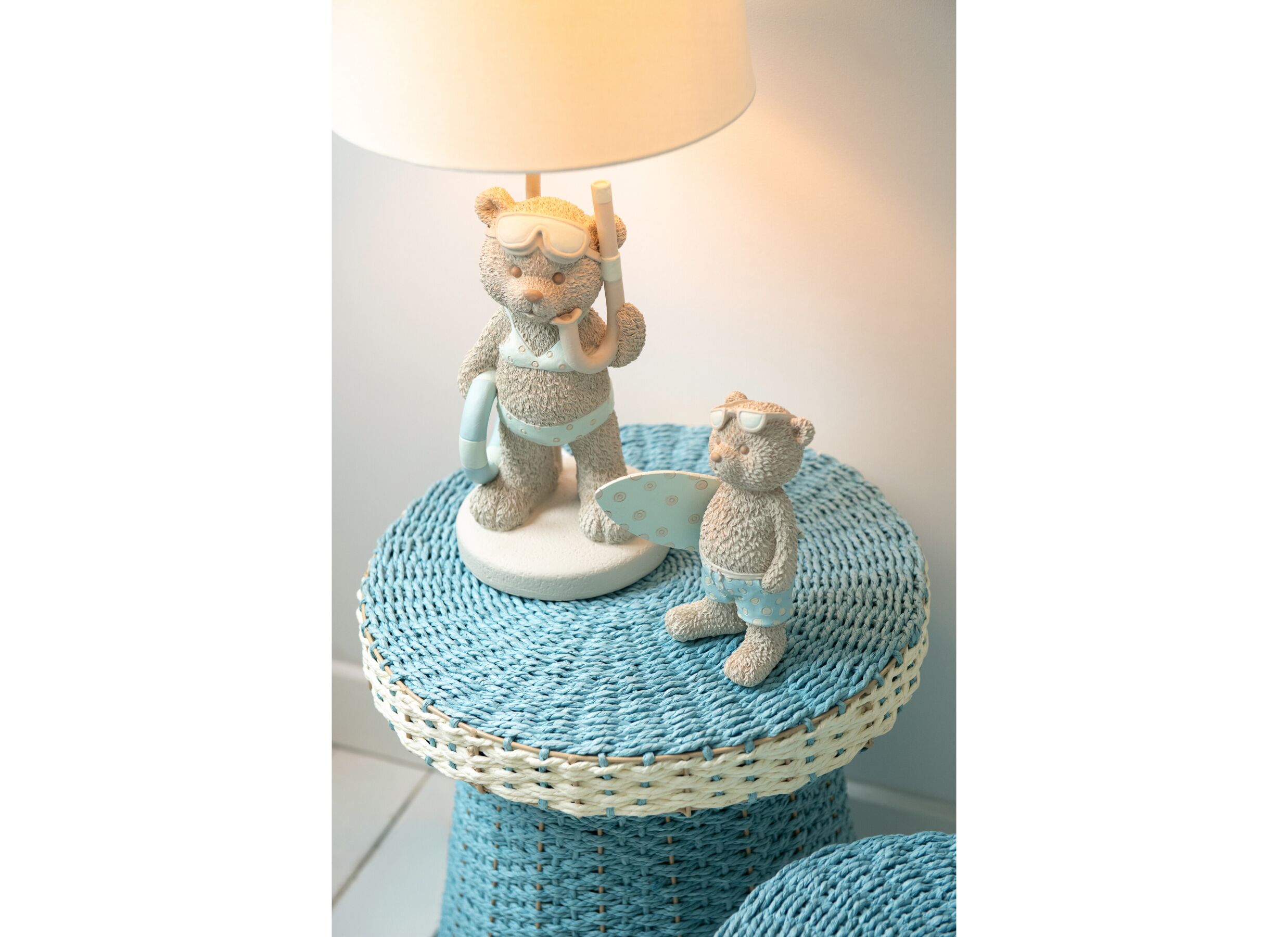 Foto ambiance - Déco Ours H23,2cm - polystone - beige & bleu clair