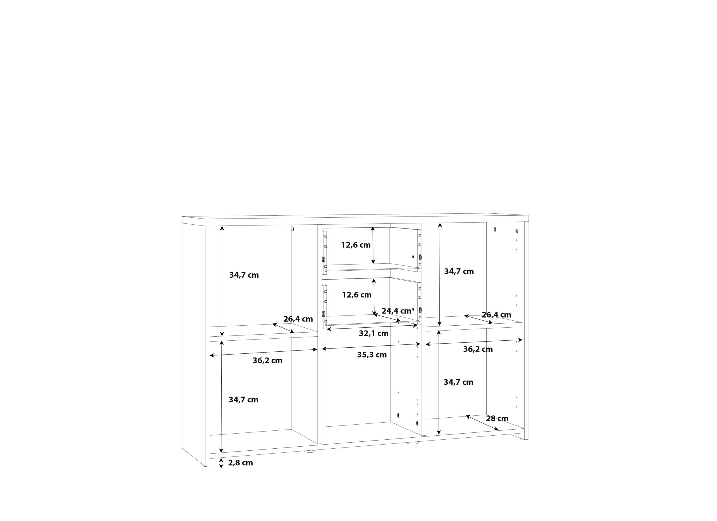 Kast Best Chest 114x30x78cm - meubelplaat - sonoma eik/wit