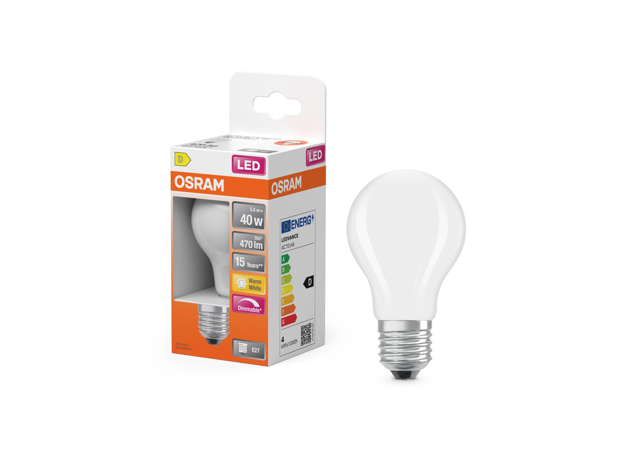 Aperçu - Ampoule LED Classic 3,4W E27 mat