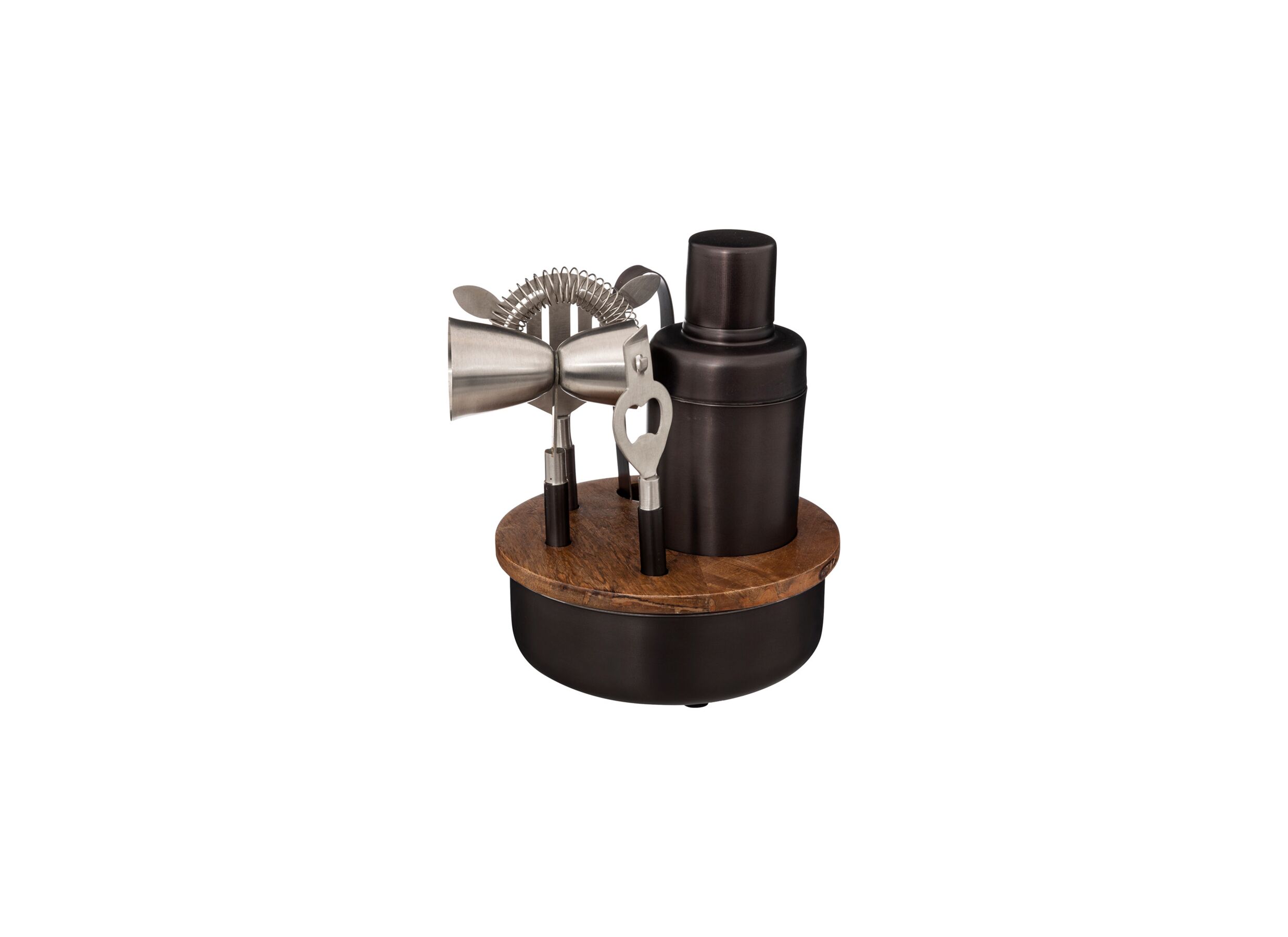 Plus Important - Kit cocktail Ø16cmx21cm - manguier massif & acier - brun/noir