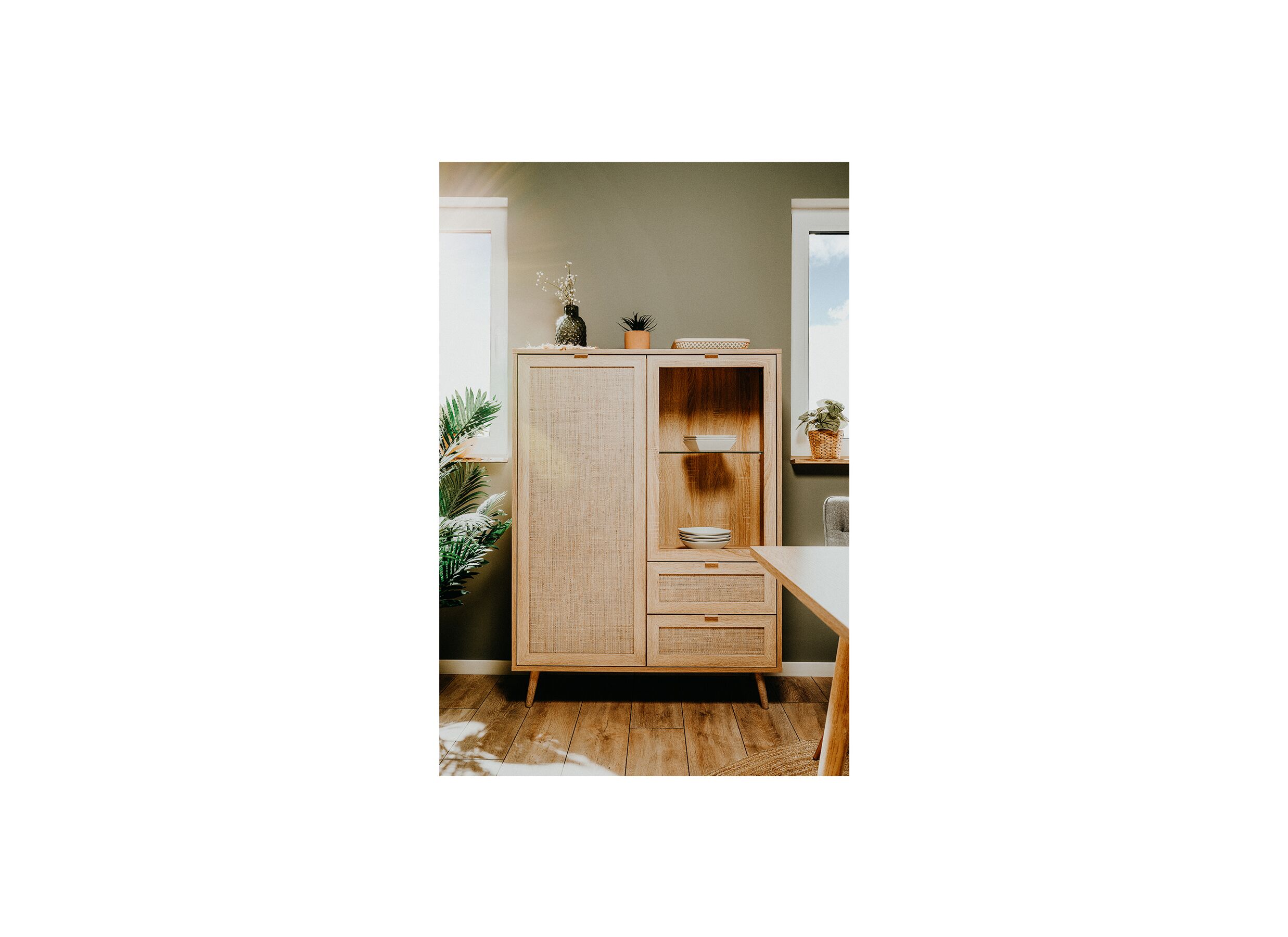 Vitrinekast Bali 103cm - melamine - sonoma eik