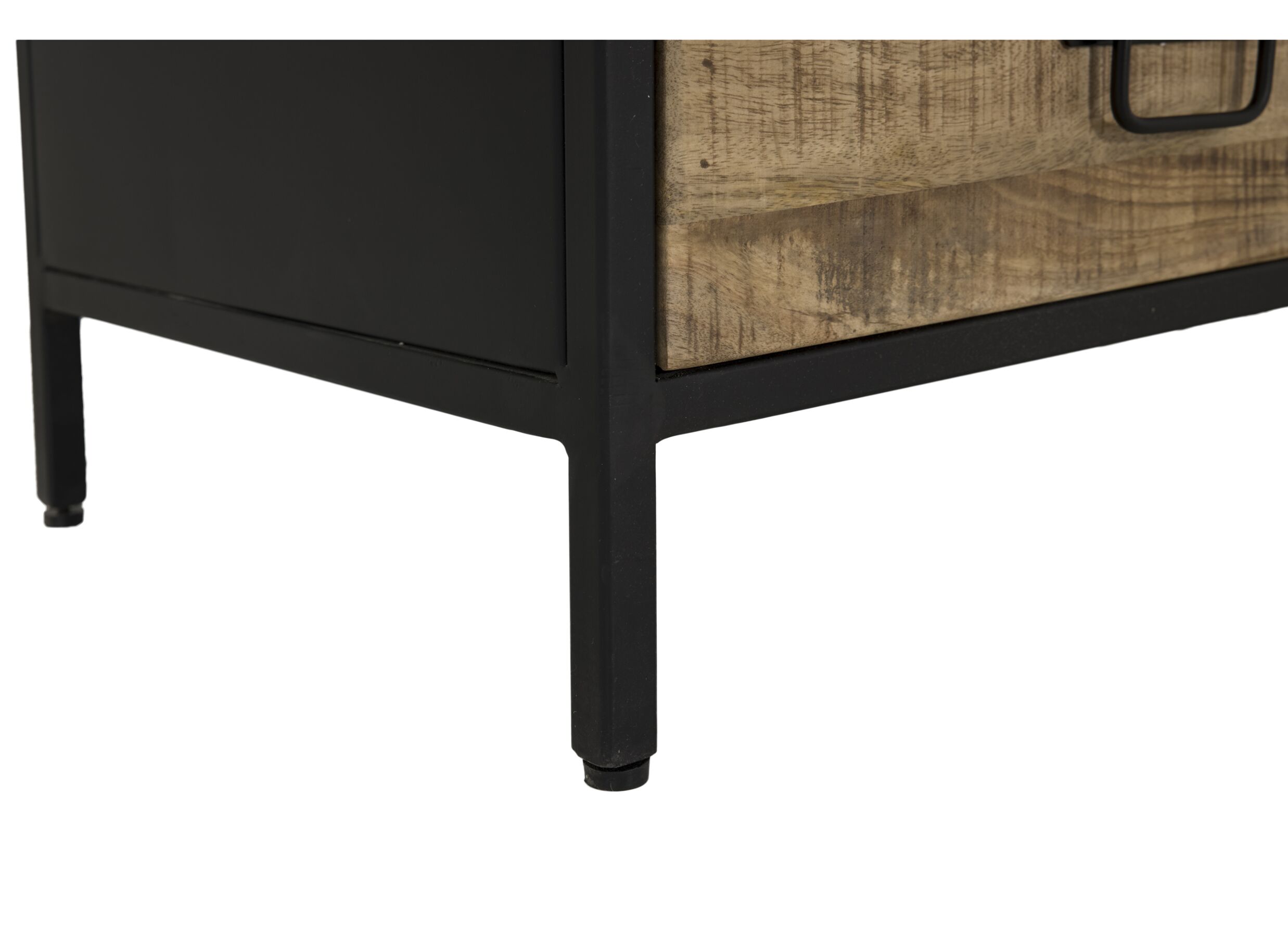 Vitrinekast Valeria 95cm - mango massief - naturel/zwart