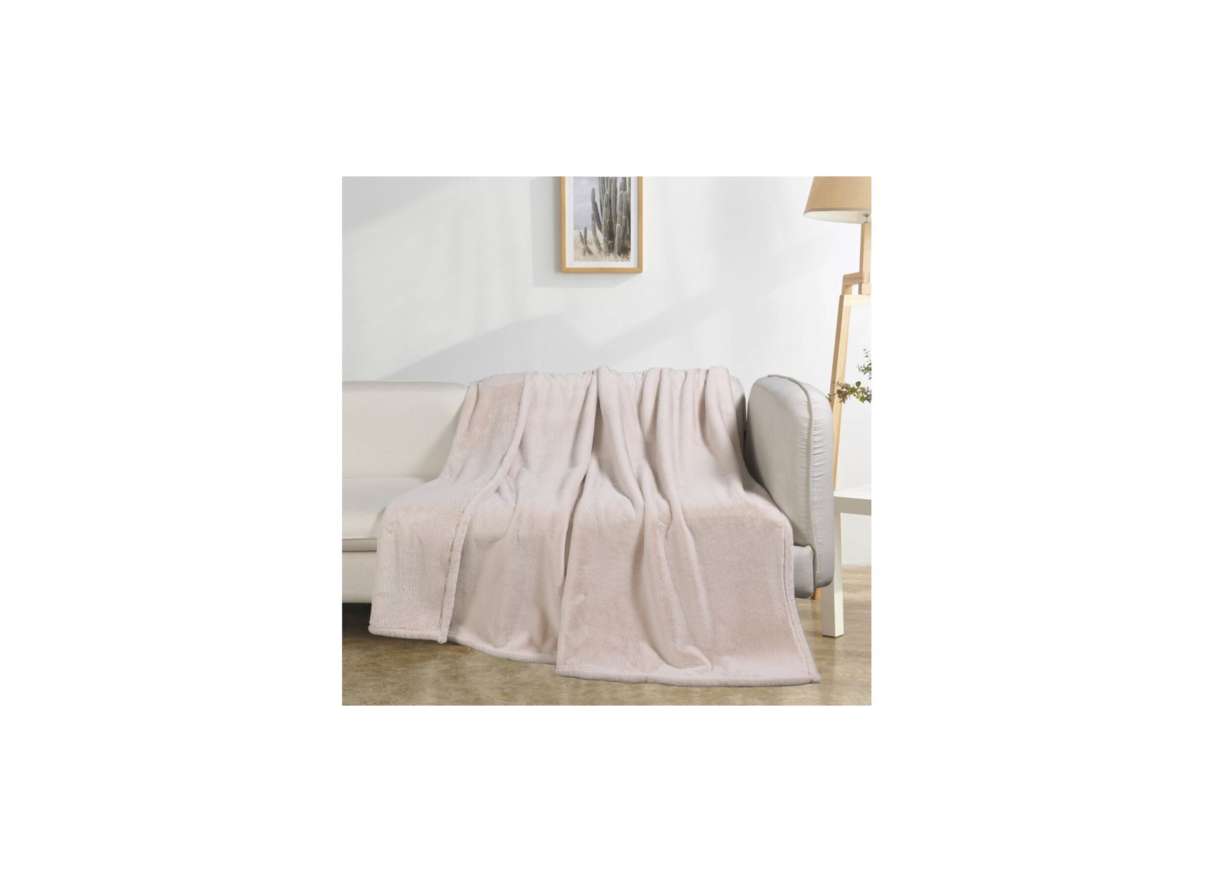 Foto ambiance - Plaid Oxford 150x200cm polyester beige