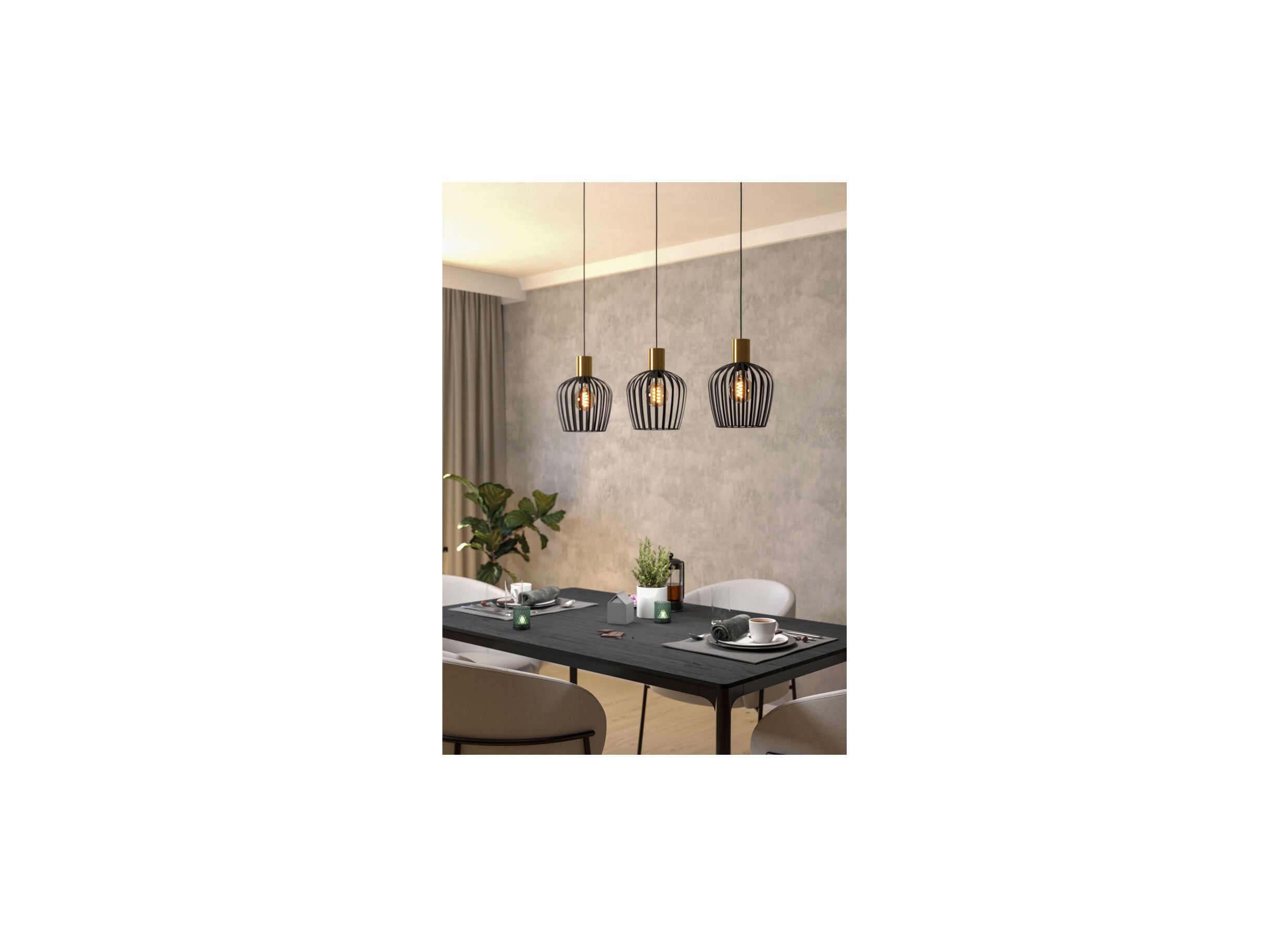 Sfeerfoto - Hanglamp Empoli 90x20cm 40W E27 staal zwart