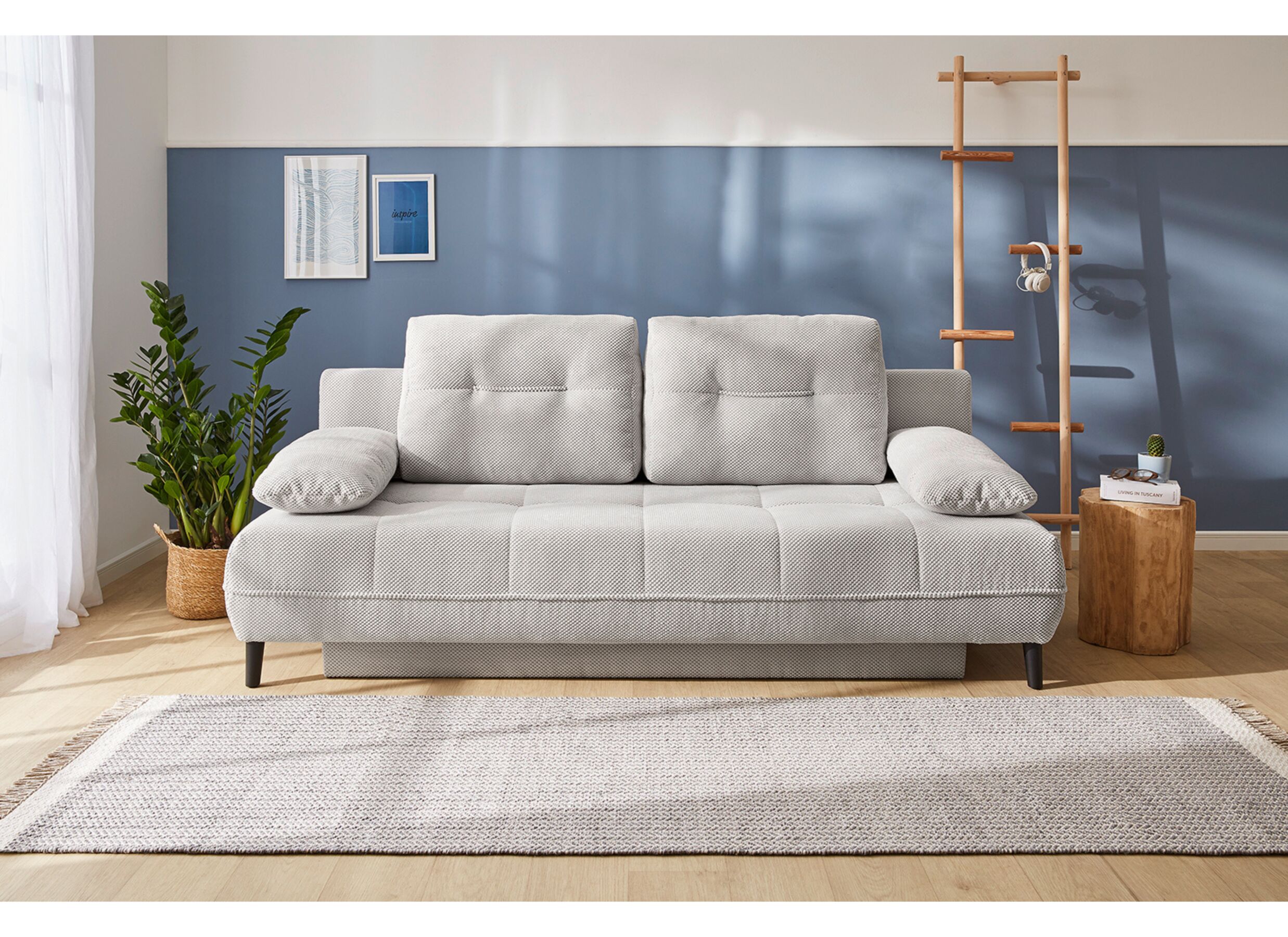 Foto ambiance - Canapé-lit Till 2 personnes - tissu - beige met opbergruimte