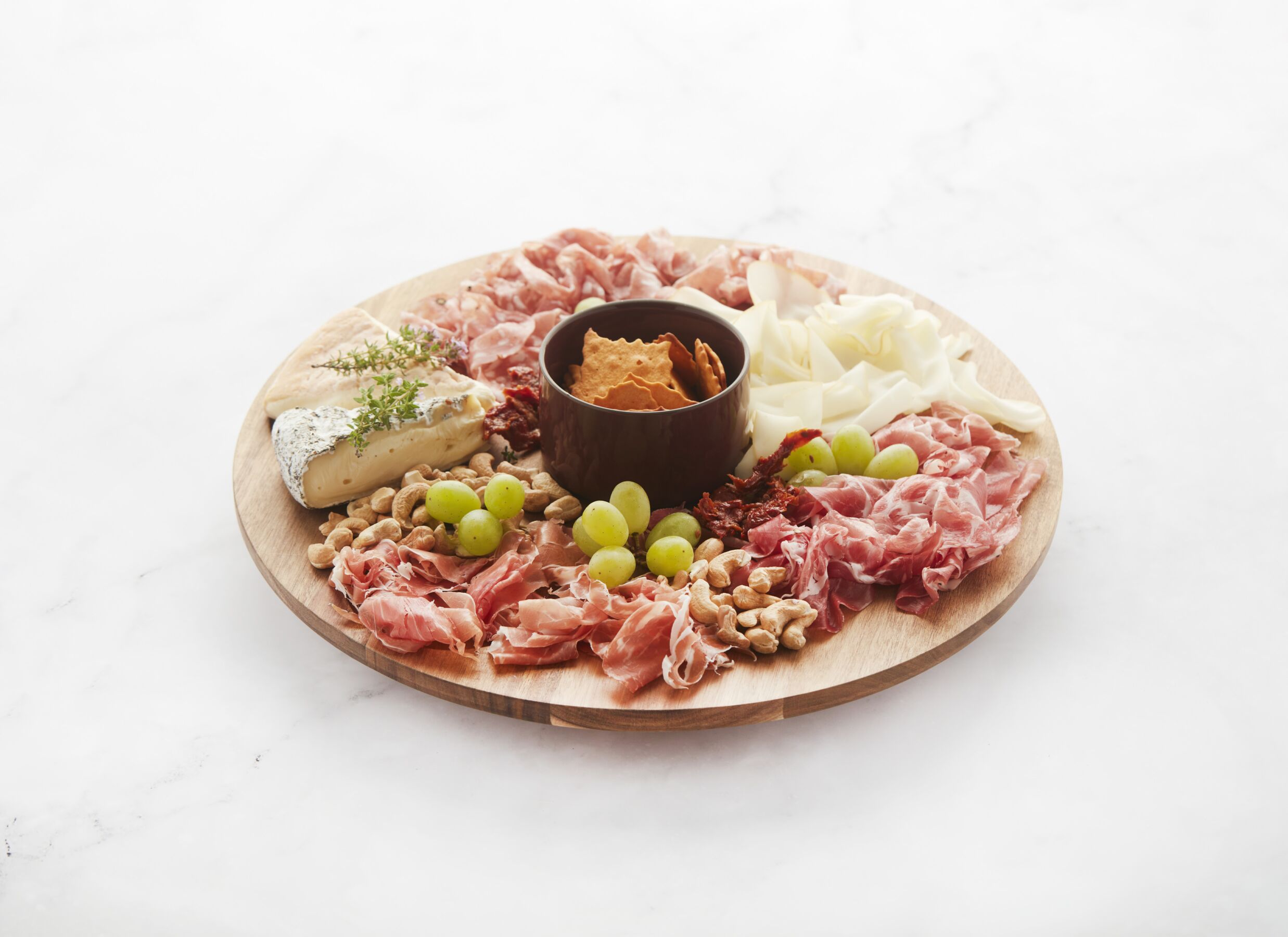Plus Important - Planche apero Sharing Ø40cm - acacia & céramique - naturel & vintage marroon