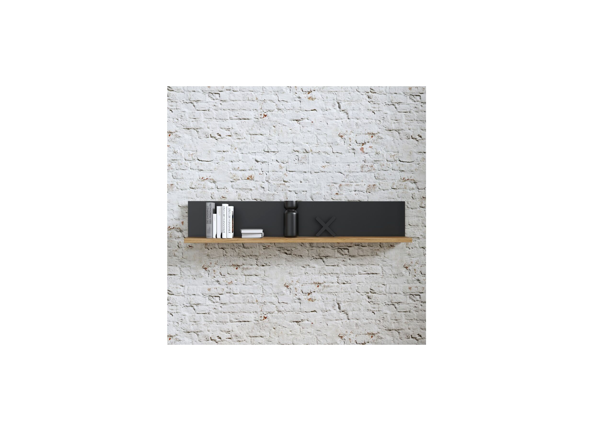 Sfeerfoto - Wandplank Kaszimiro 160x22x30cm - meubelplaat - waterford eik/zwart
