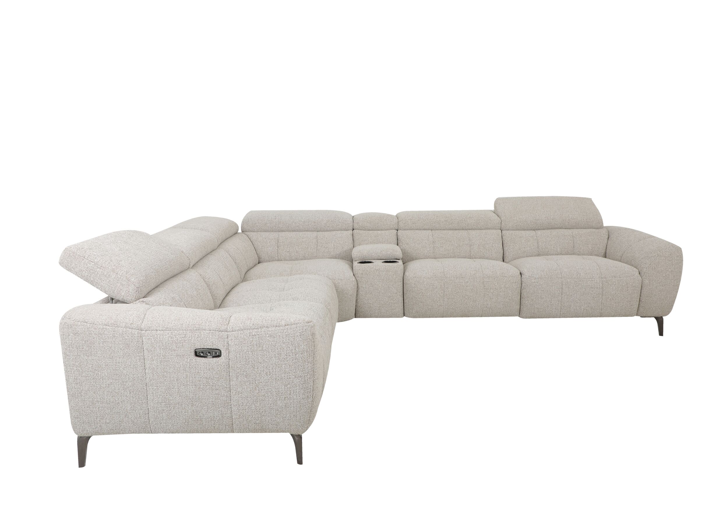 Aperçu - Canapé d'angle Talk 295x327cm - tissu - mink avec relax