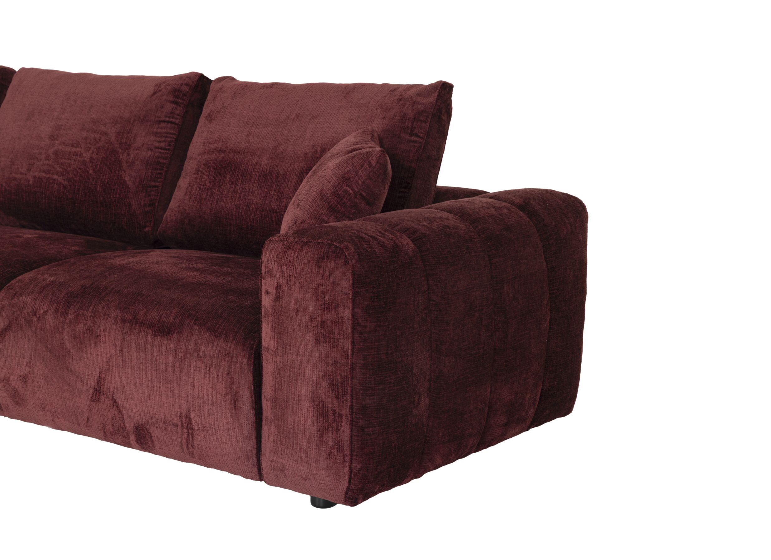 Detail - Canapé d'angle Musigny 315x165cm - chenille - bordeaux