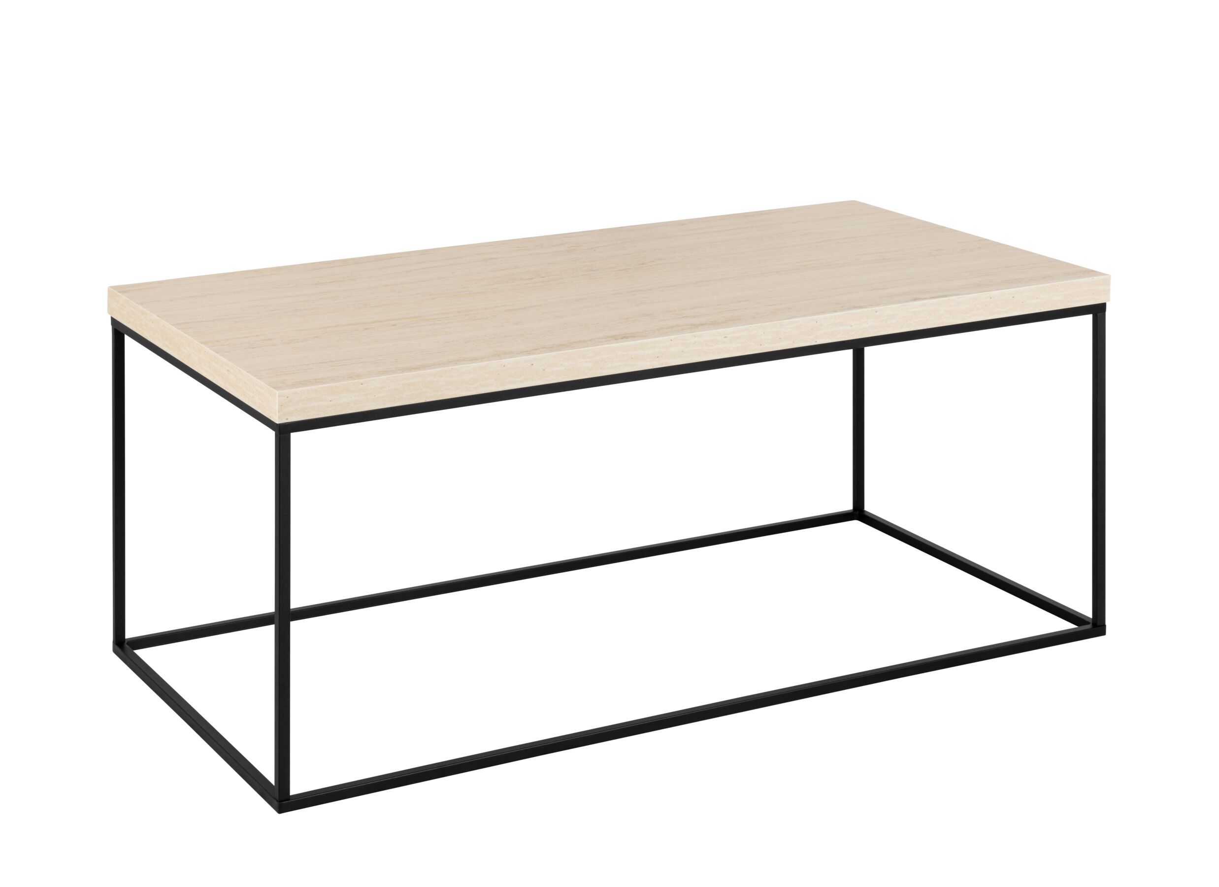 Aperçu - Table basse 110x55x45cm - décor & acier - look travertin & noir