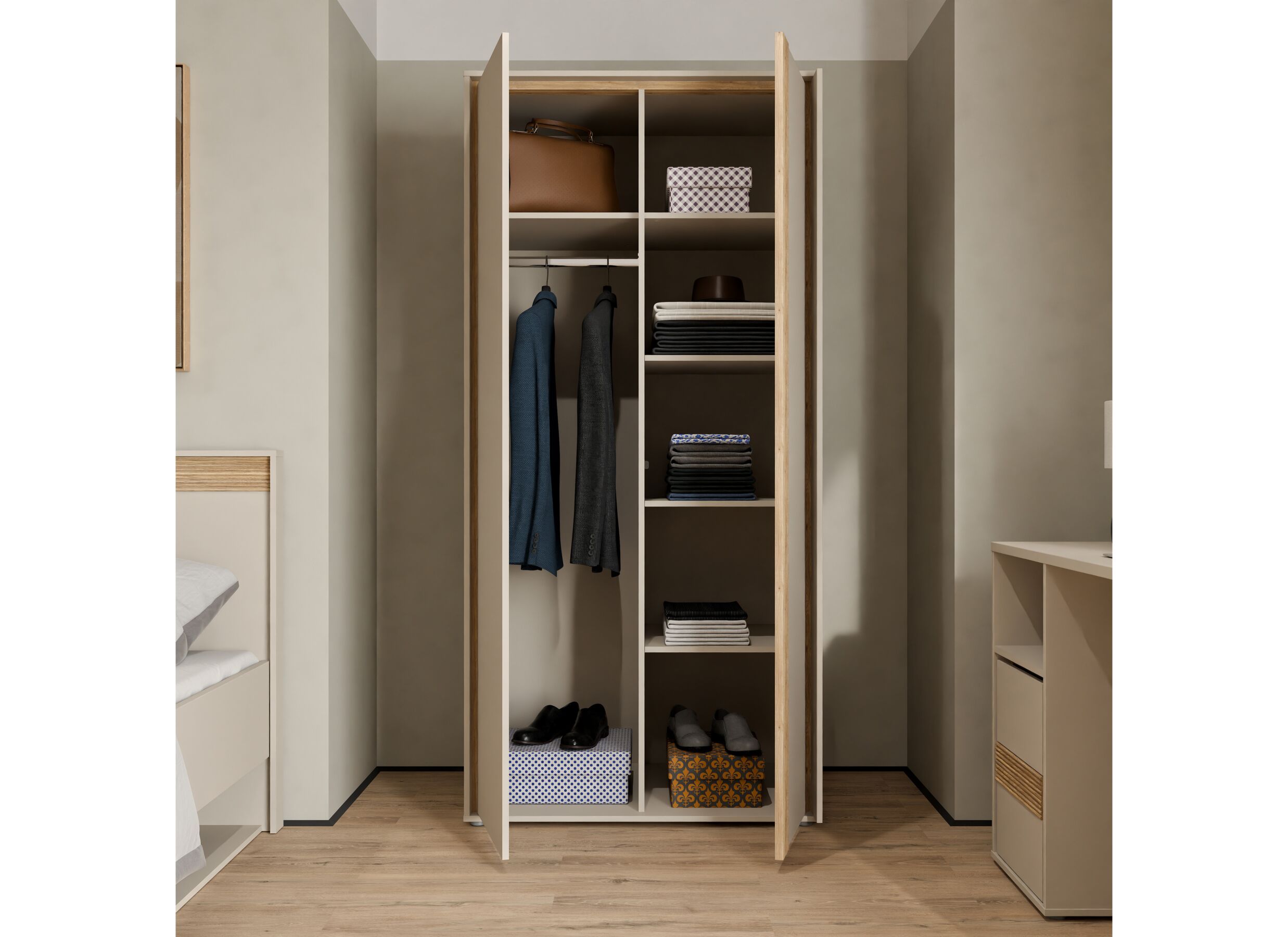 Foto ambiance - Garde-robe Wexlin 91x60x194cm - décor - sand & mauvella oak