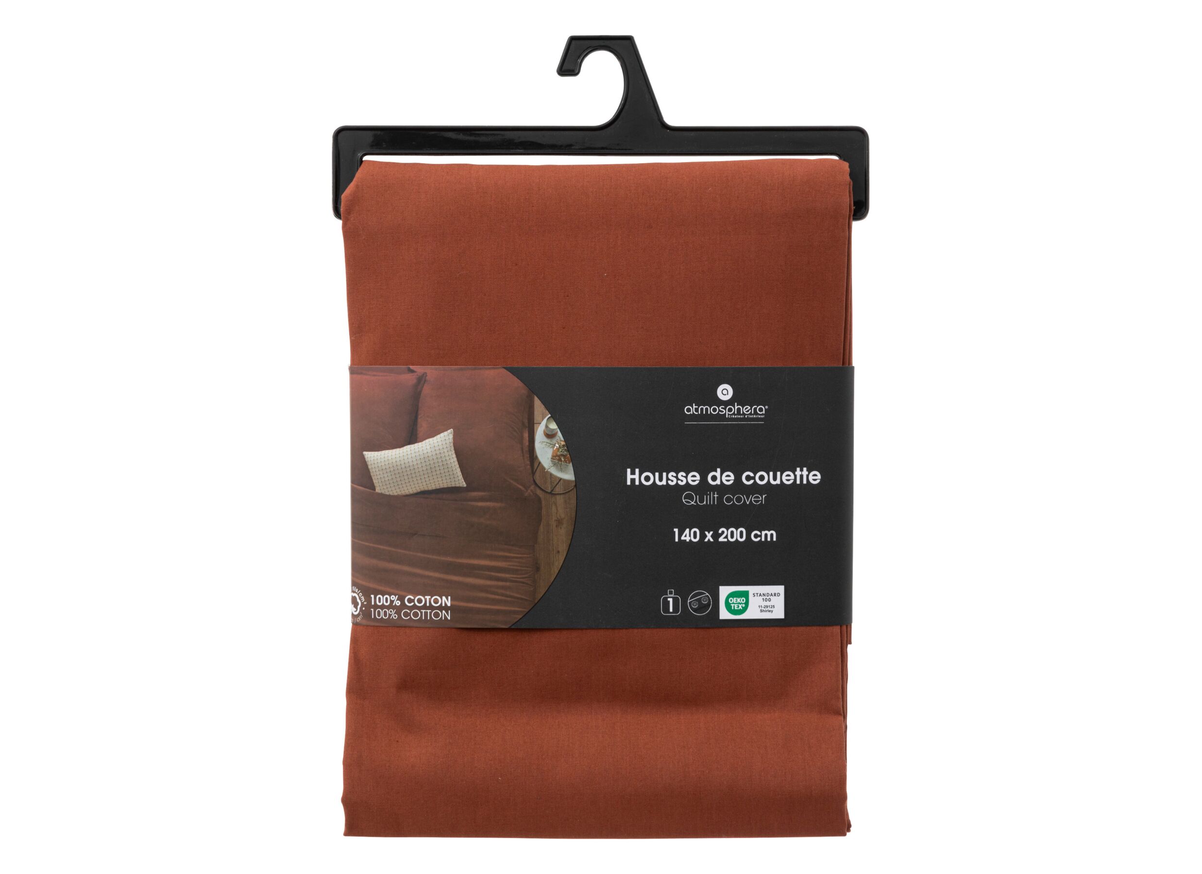 Hoofdfoto - Dekbedovertrek 140x220cm - katoen - terracotta excl. kussenslopen